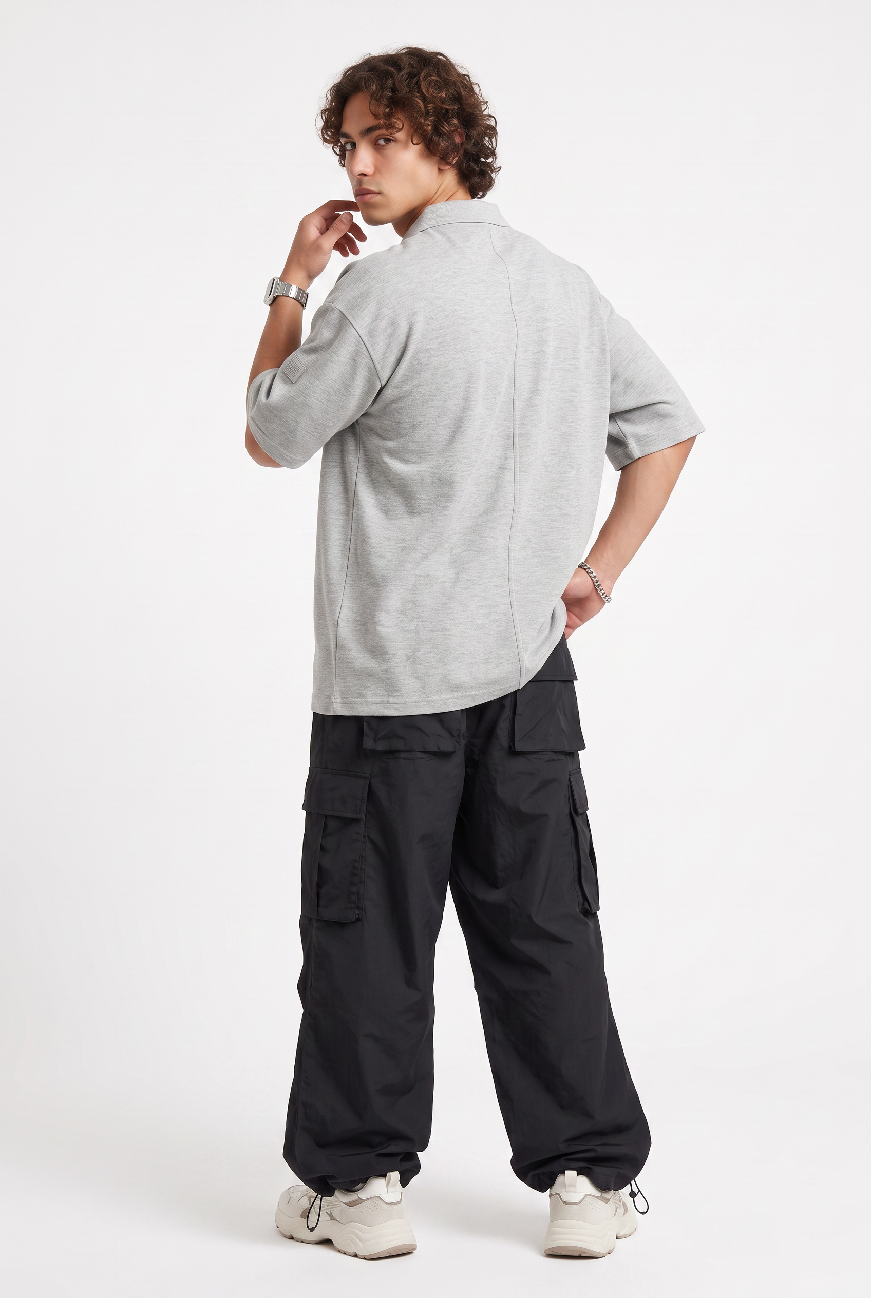 Grey Dropped Shoulder Oversized Tee