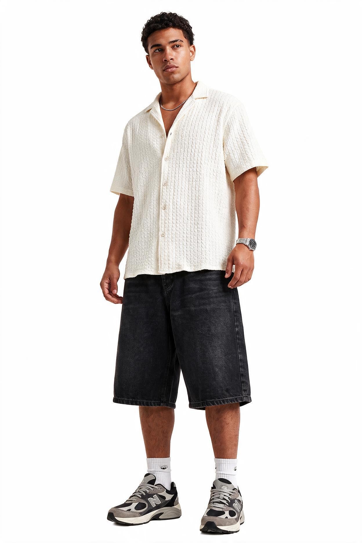 Cream Chest Pocket Casual Shirt