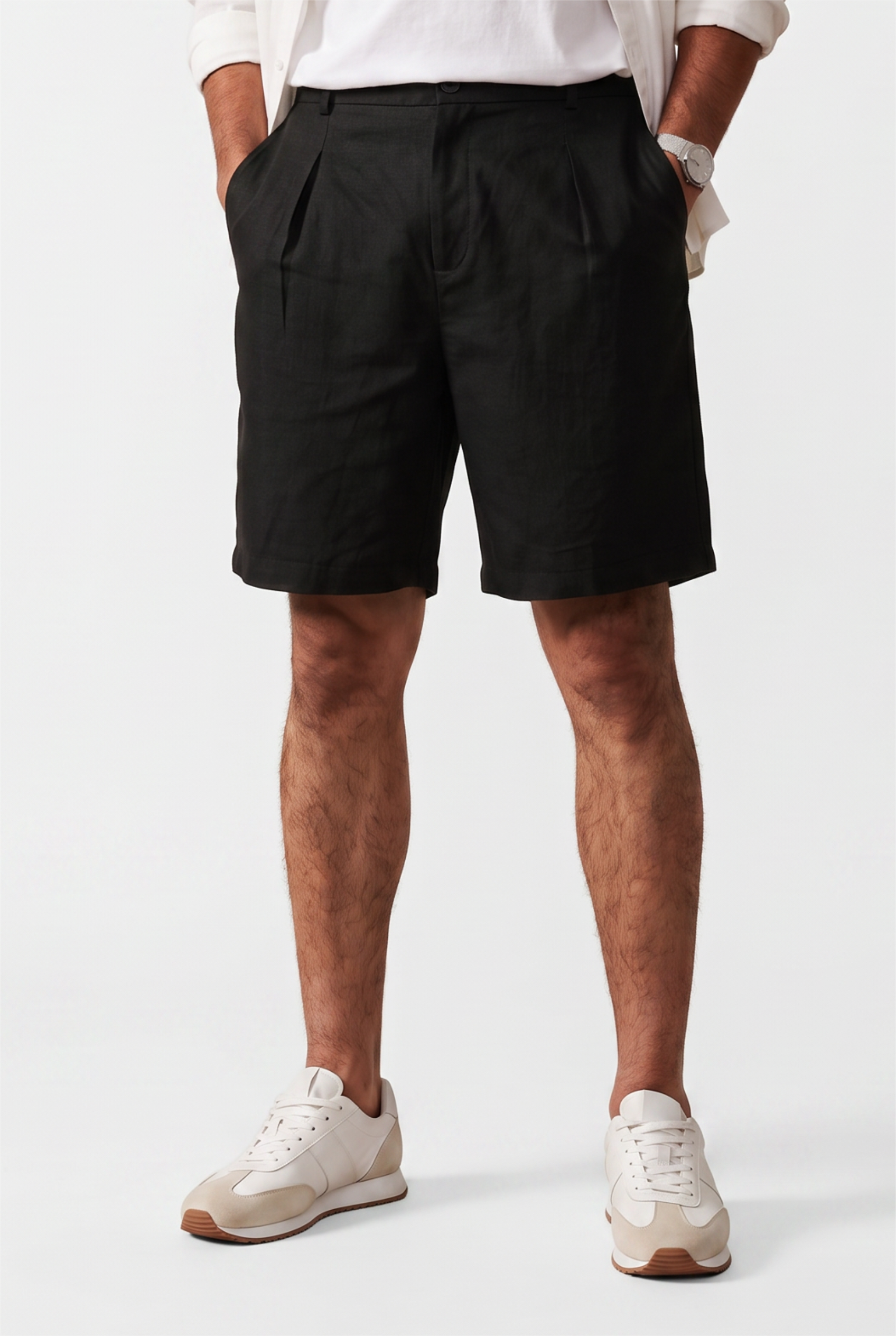 Black Drawstring Regular Shorts