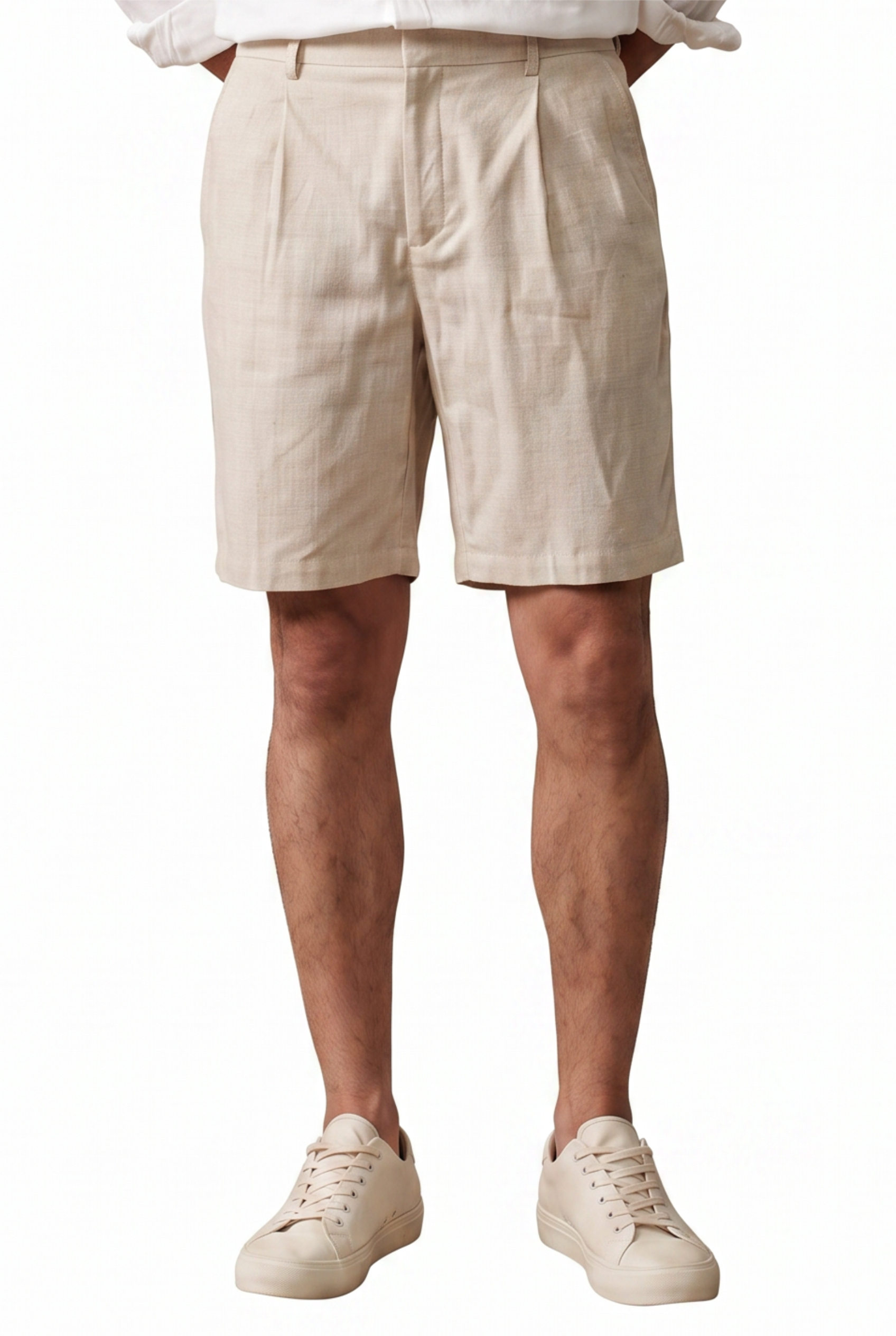 Cream Drawstring Chino Shorts