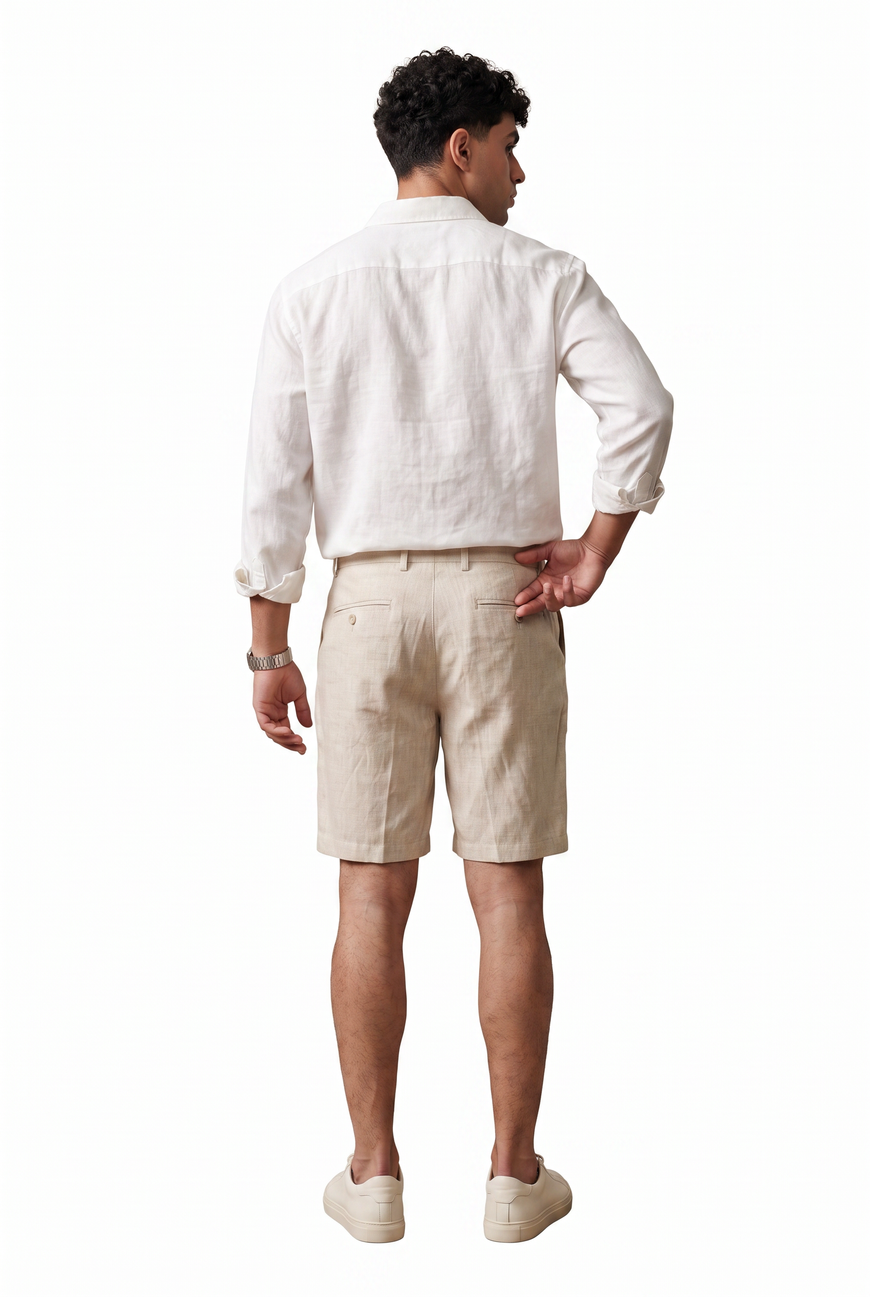 Cream Drawstring Chino Shorts