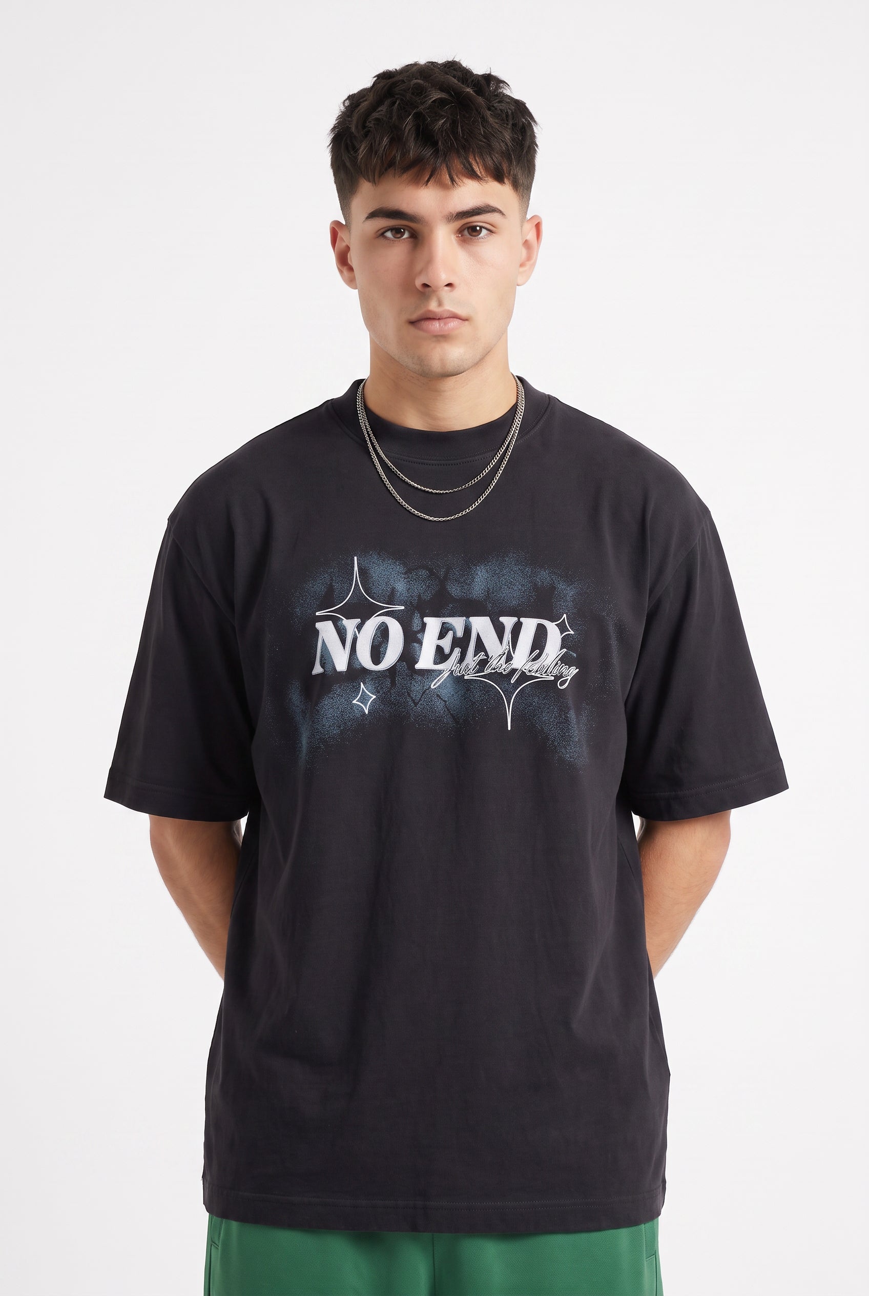 Black Oversized Crew Neck Tee