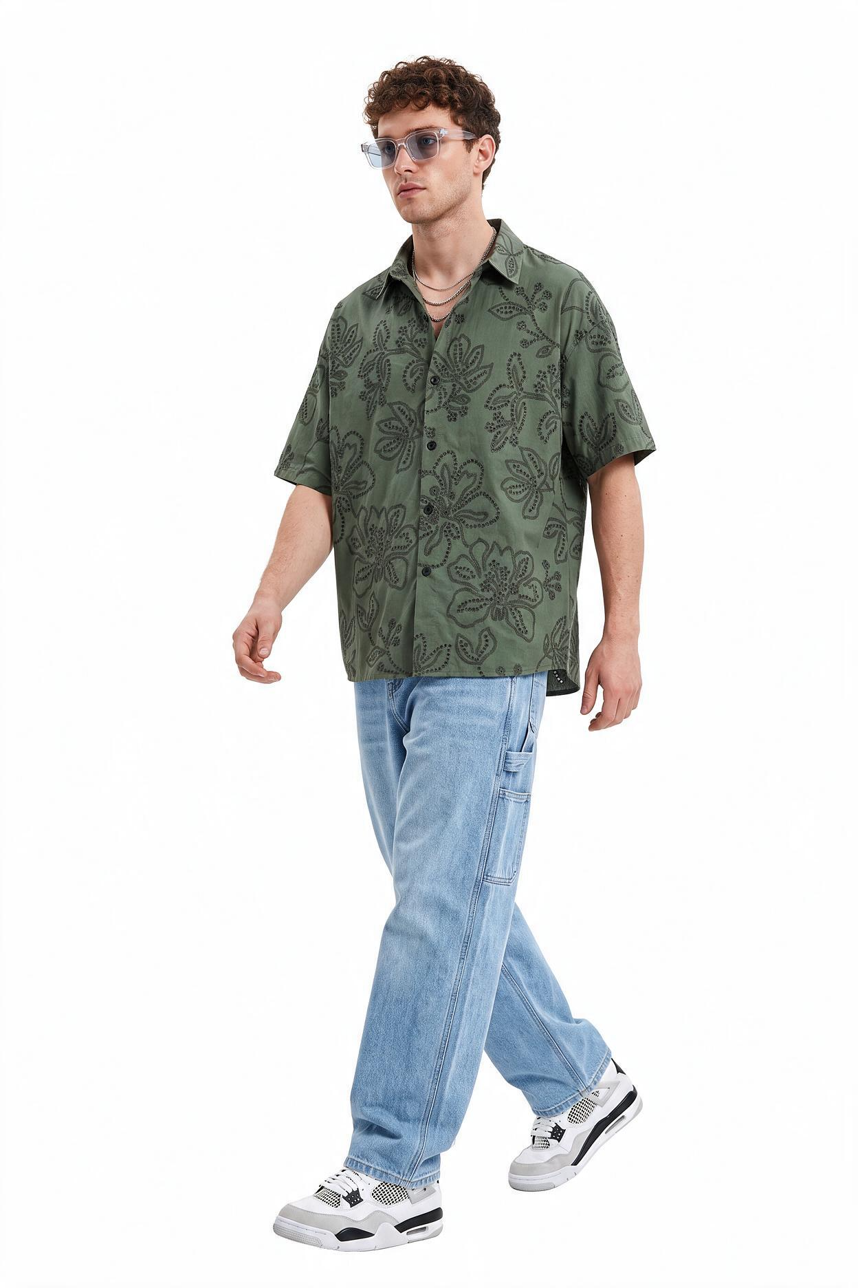 Olive Chest Pocket Casual Shirt