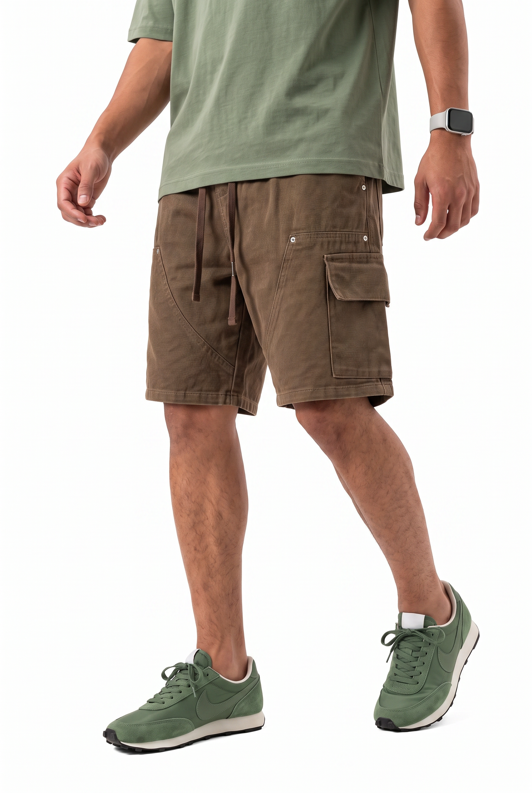 Brown Drawstring Regular Shorts