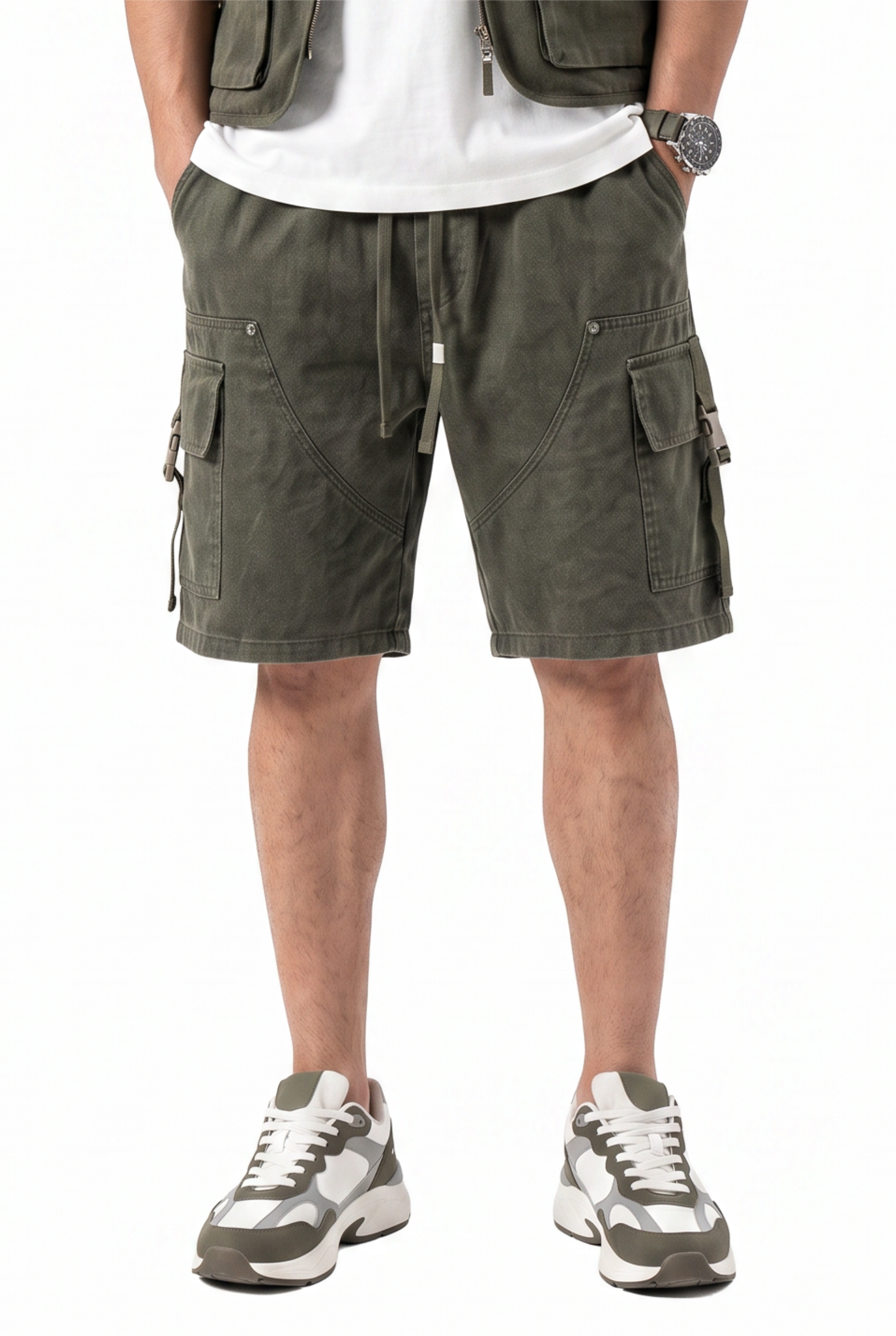 Grey Drawstring Jogger Shorts