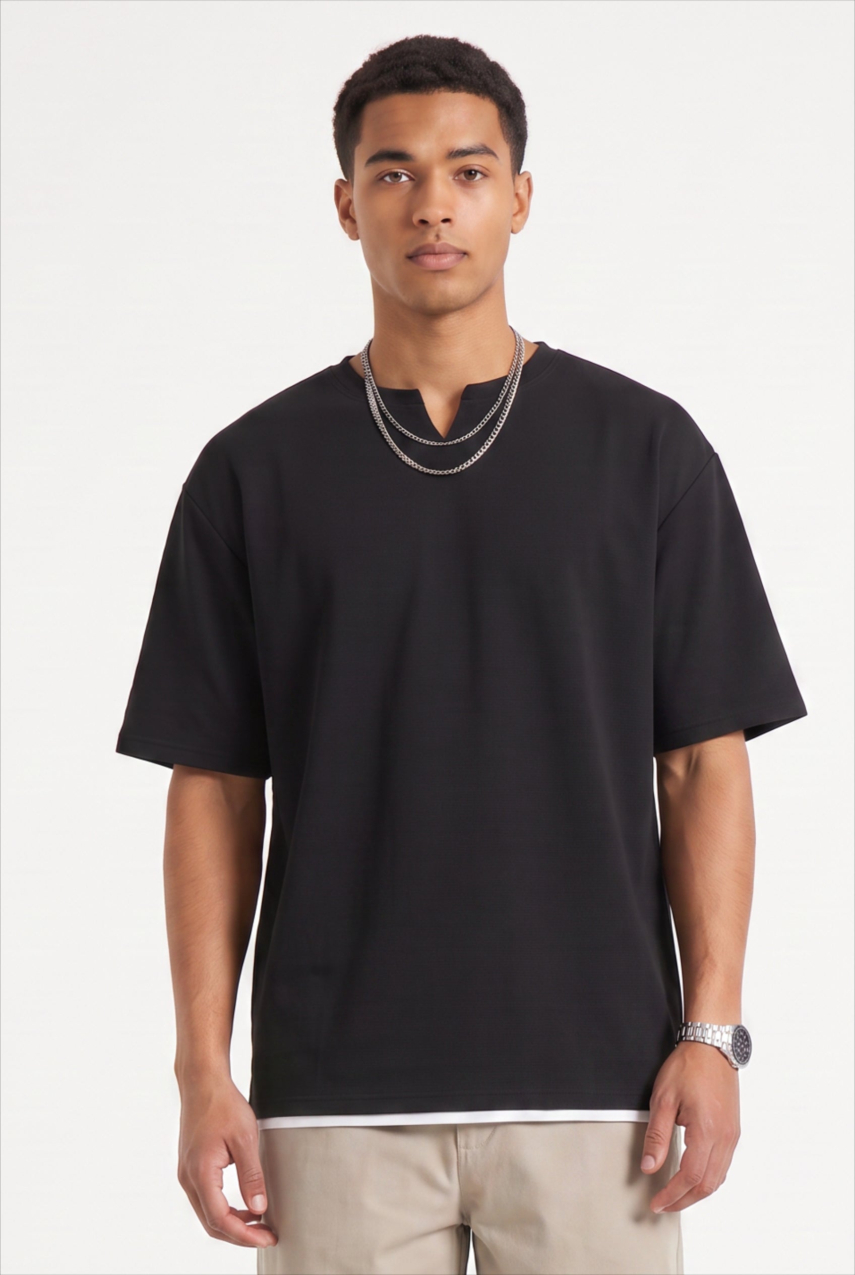 Black Dropped Shoulder Oversized Tee