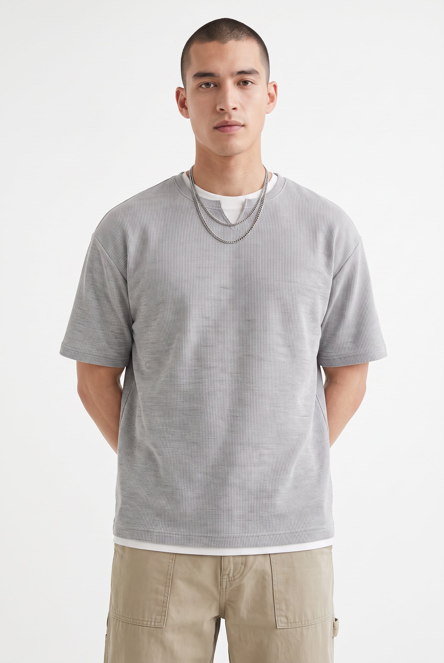 Grey Dropped Shoulder Oversized Tee