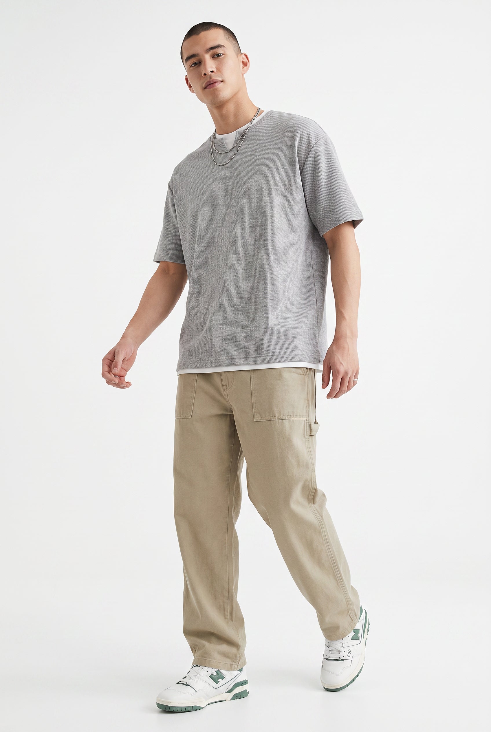 Grey Dropped Shoulder Oversized Tee