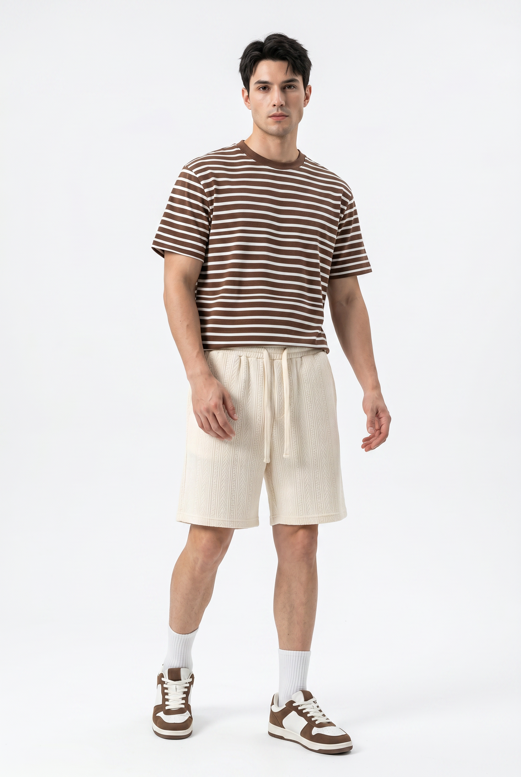 Cream Relaxed Drawstring Shorts