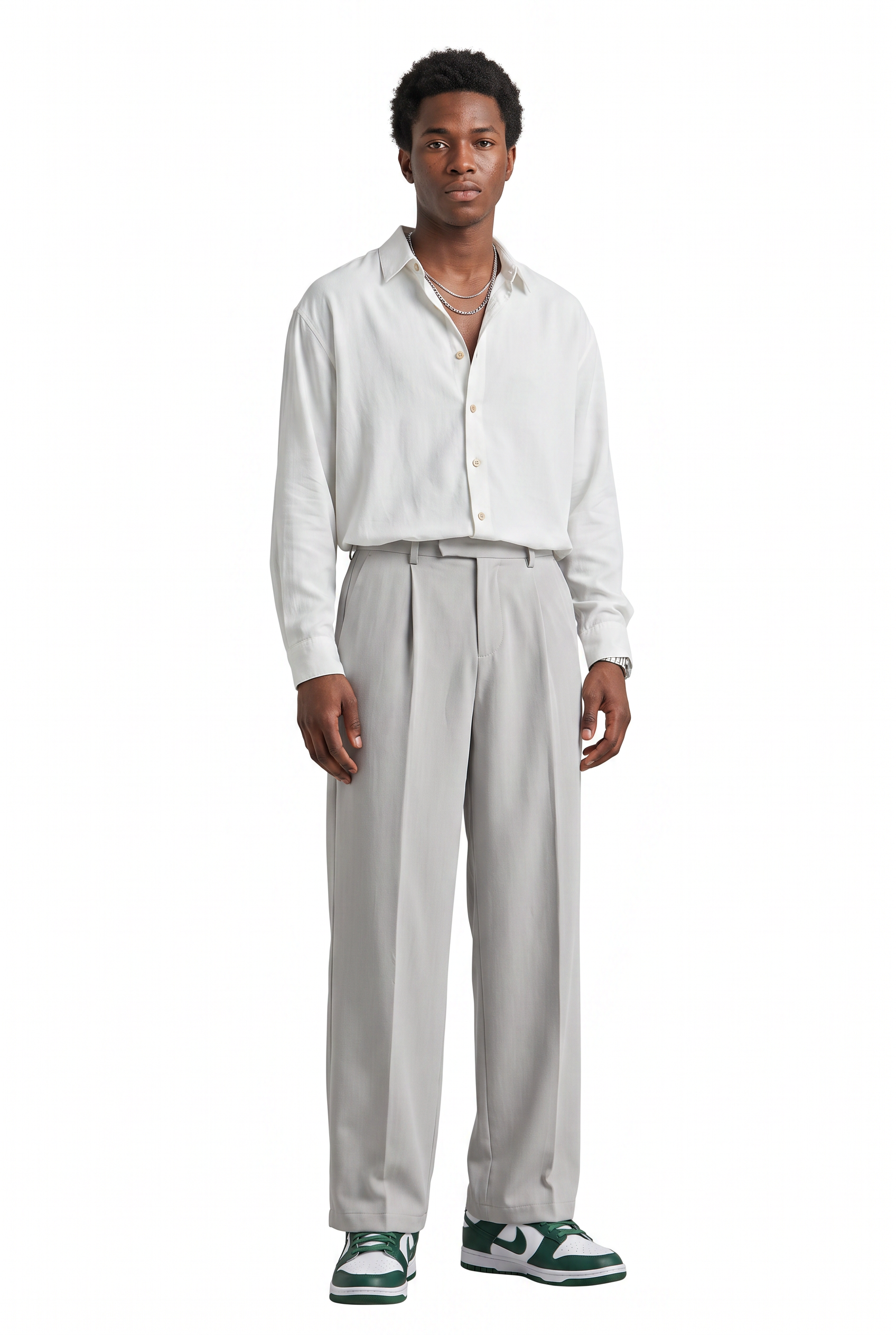 Grey Slim Flat Front Formal Trousers