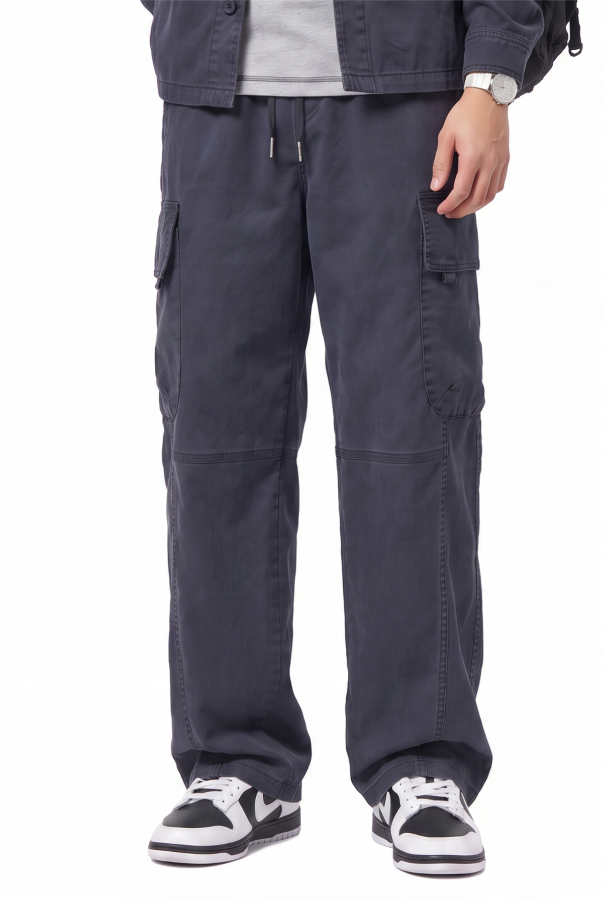Washed Blue Cargo Trousers