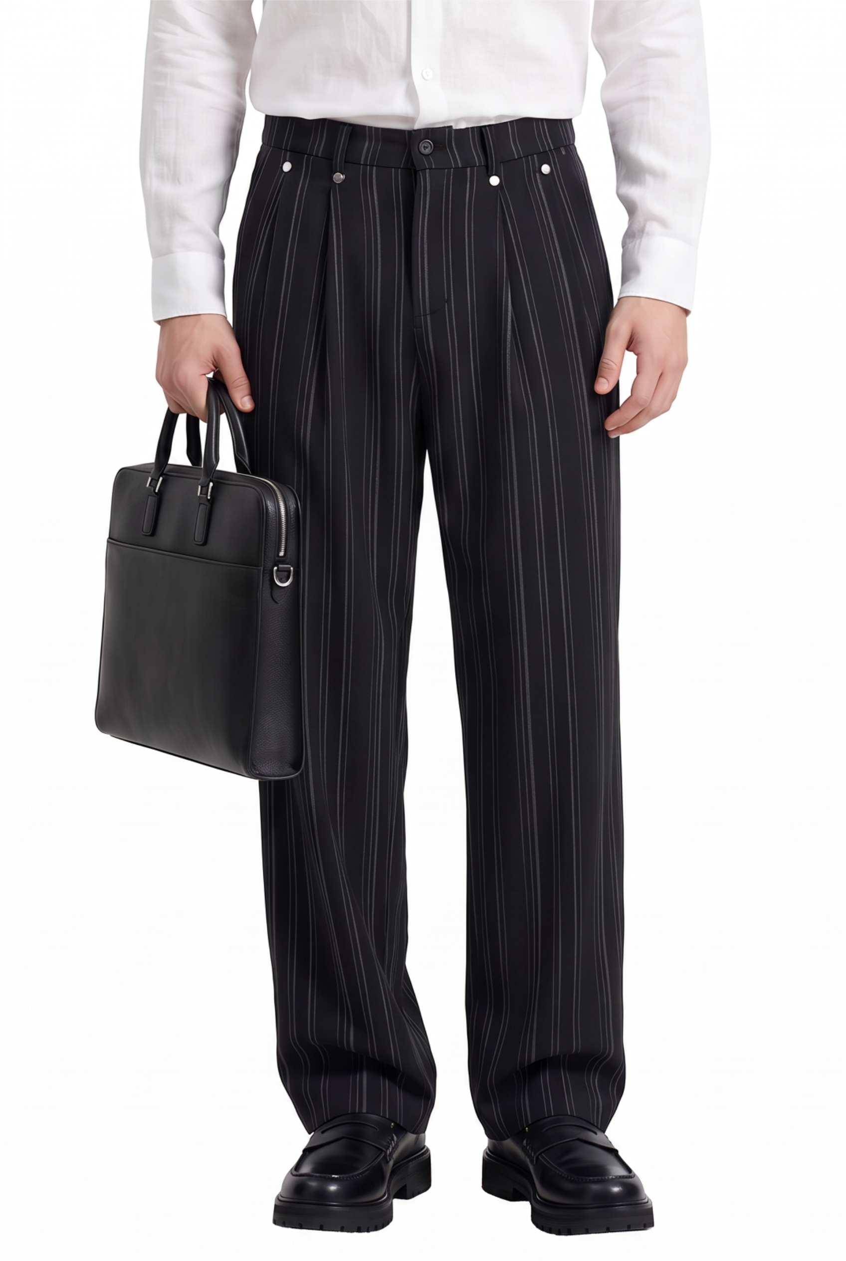 Black Slim Flat Front Formal Trousers