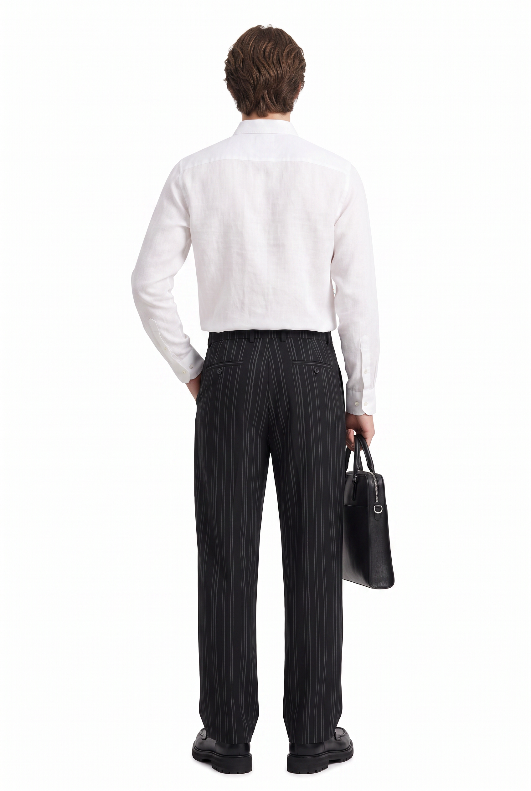Black Slim Flat Front Formal Trousers