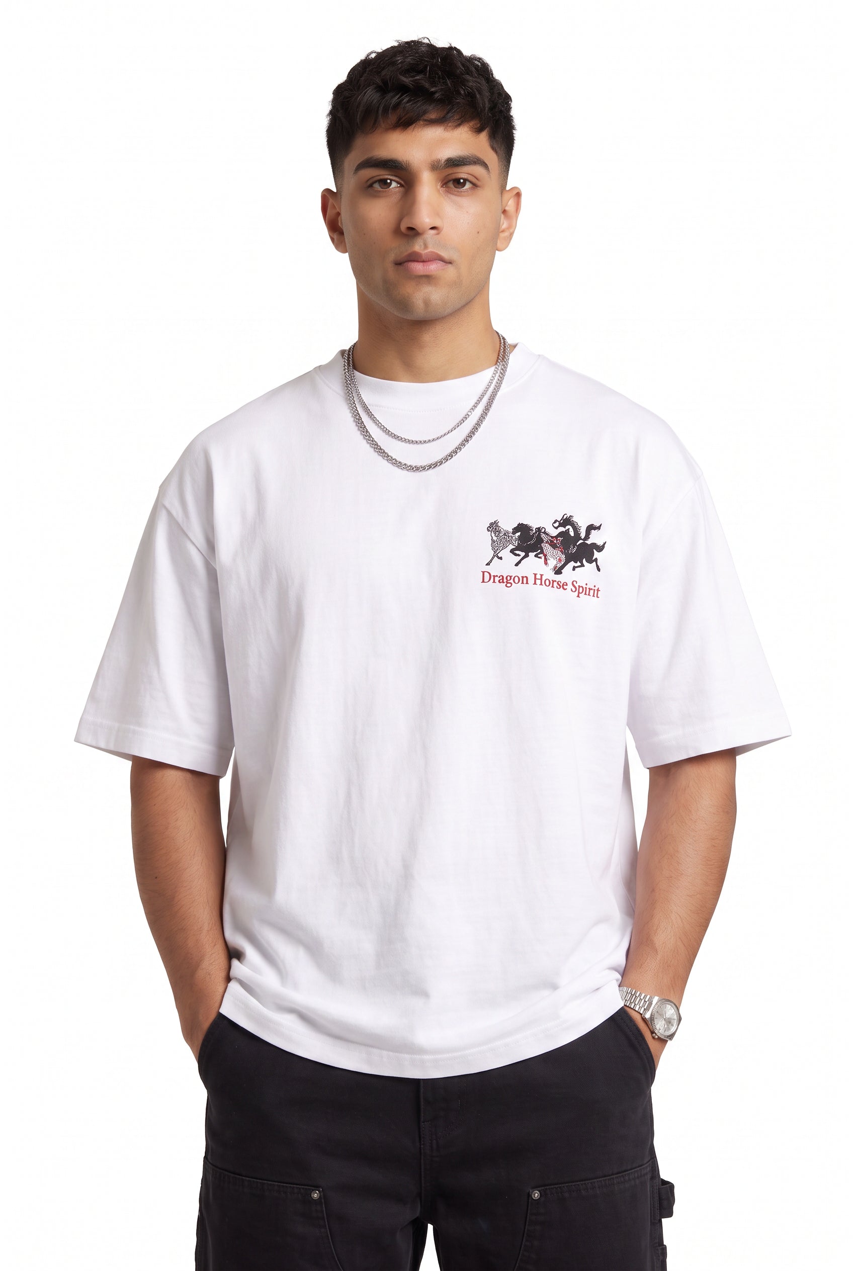White Dropped Shoulder Oversized Tee