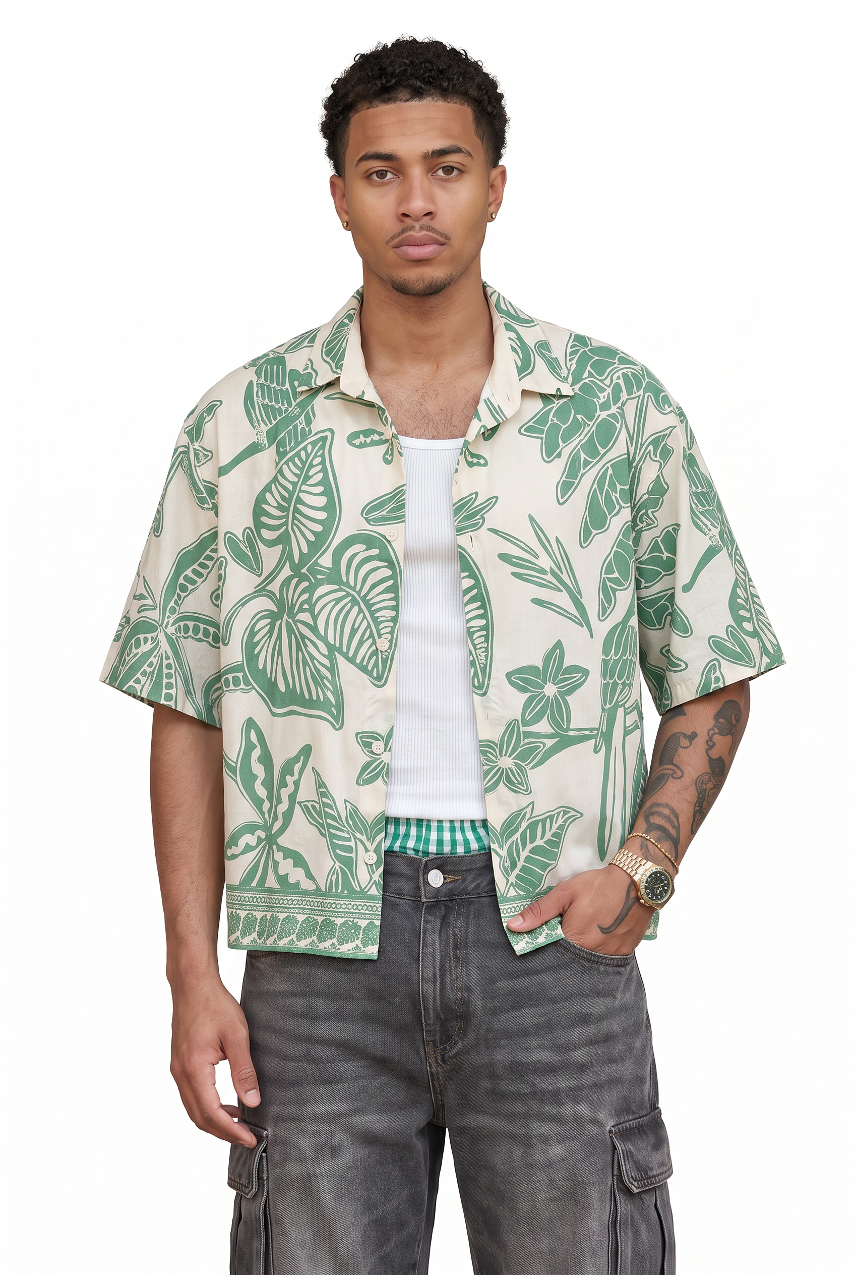 White Chest Pocket Casual Shirt