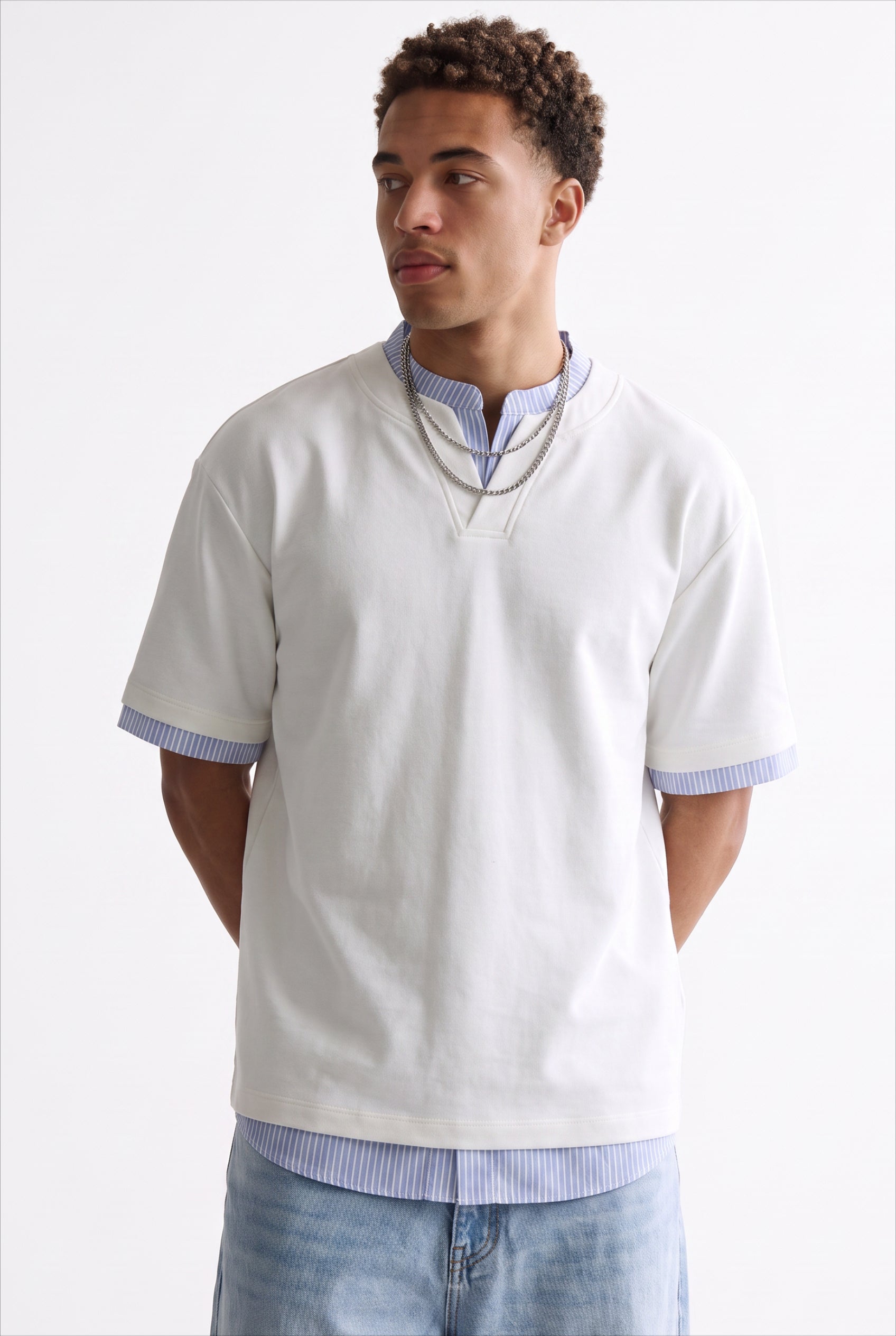 White Dropped Shoulder Oversized Tee