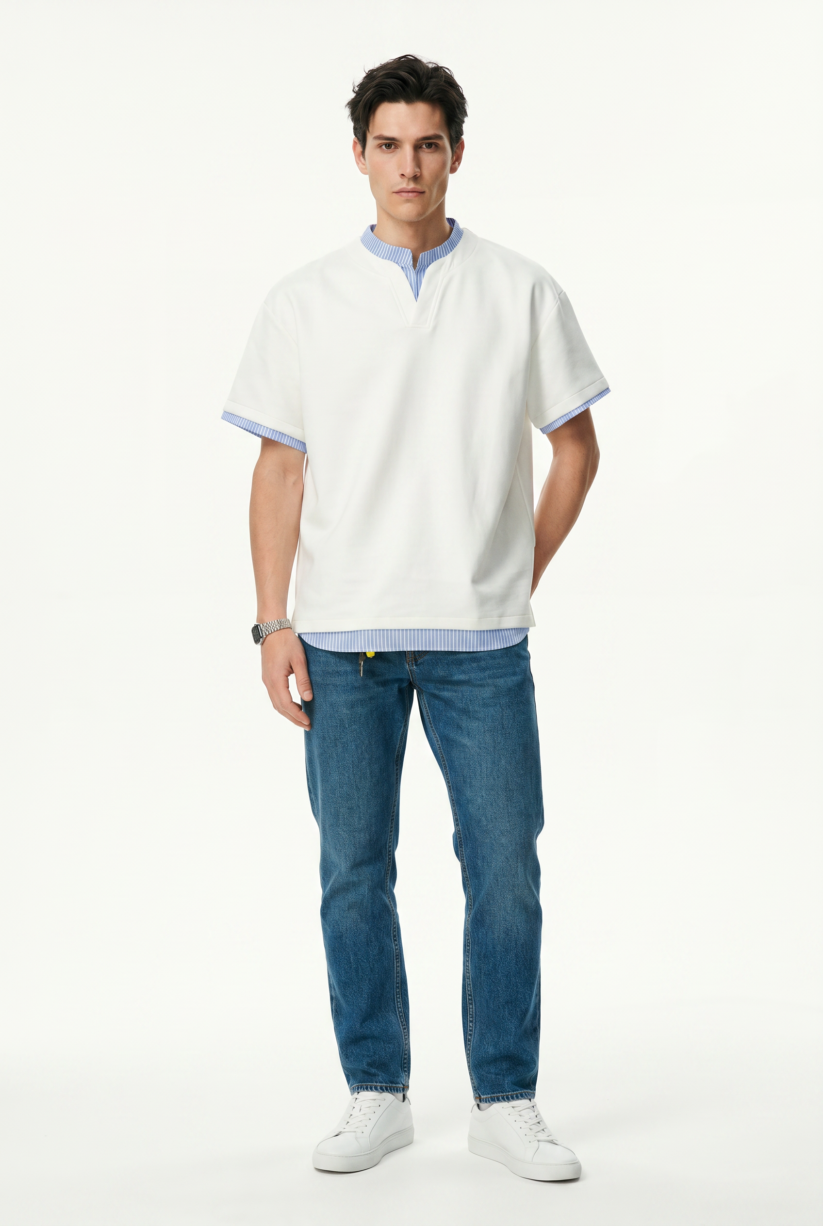 White Clean-Cut Relaxed Tee