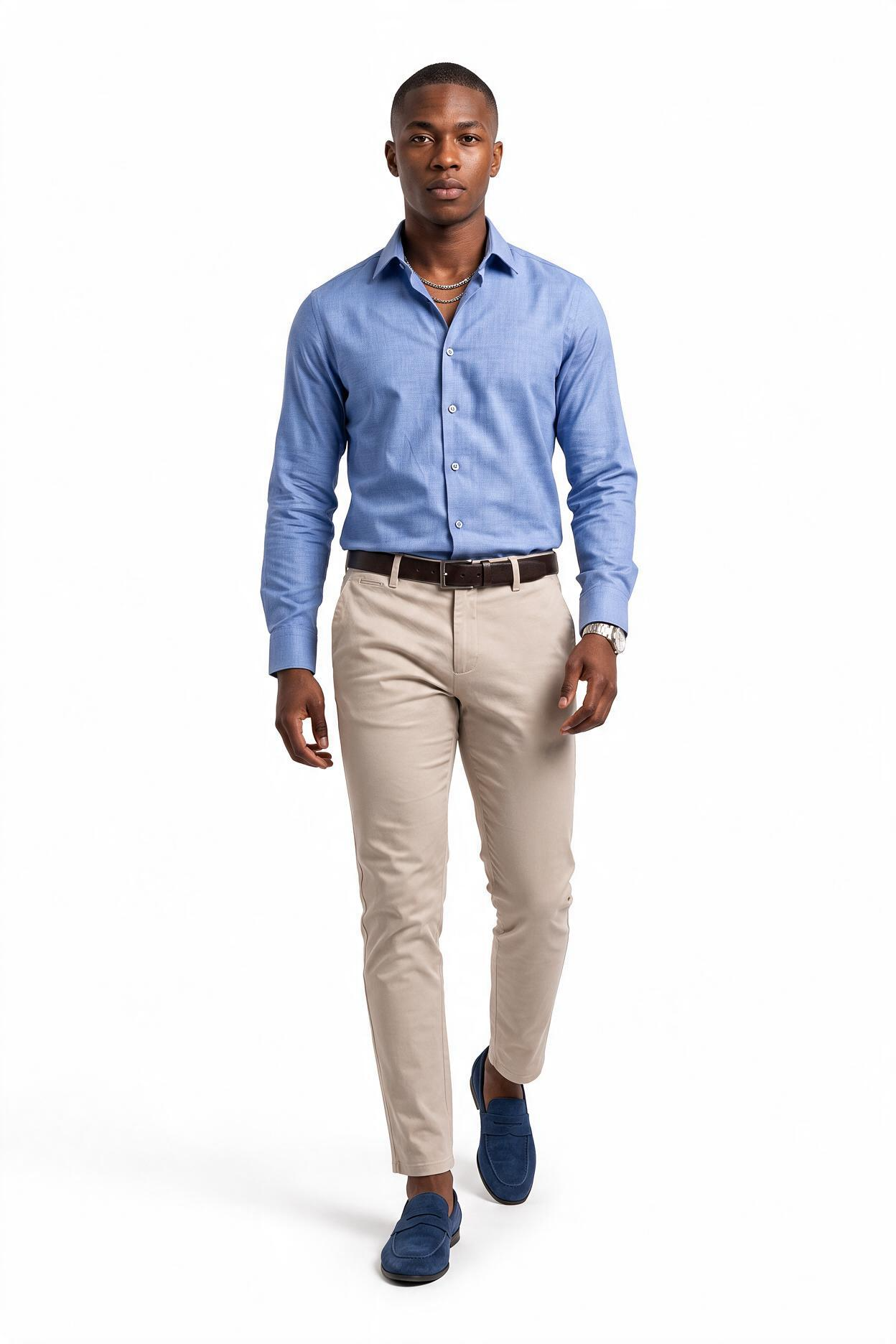 Sky Blue Button-Down Slim Formal Shirt