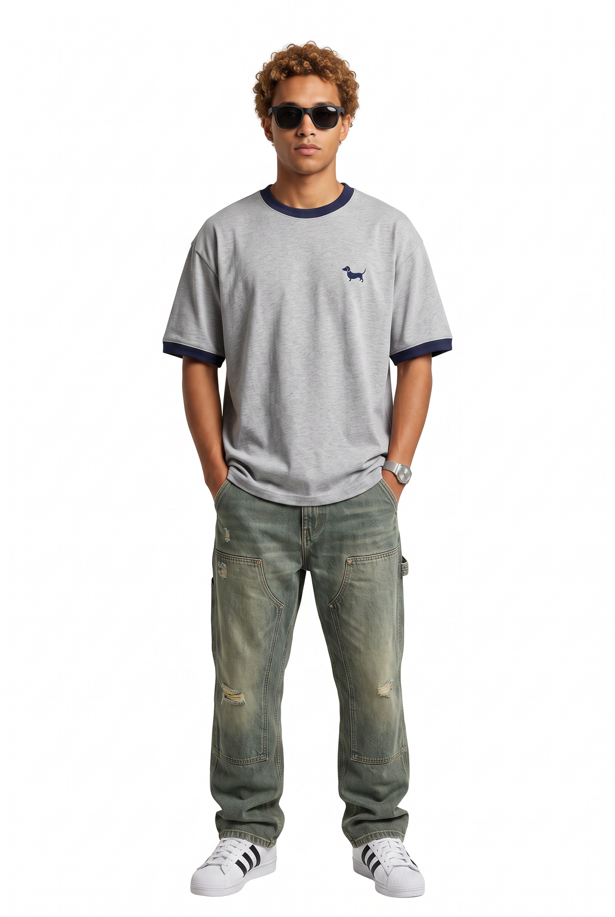 Ringer Grey Oversized T-Shirt