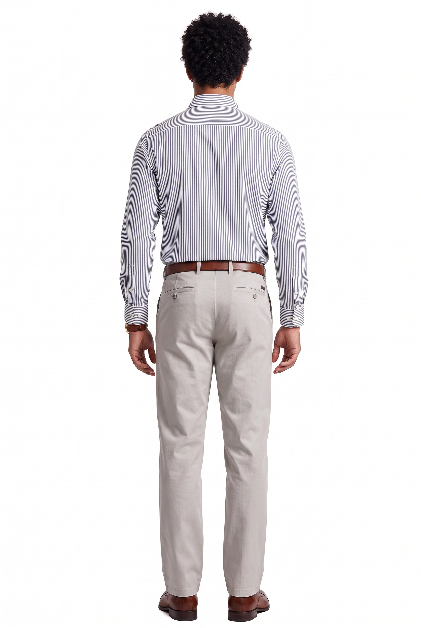 Beige Slim Formal Trousers