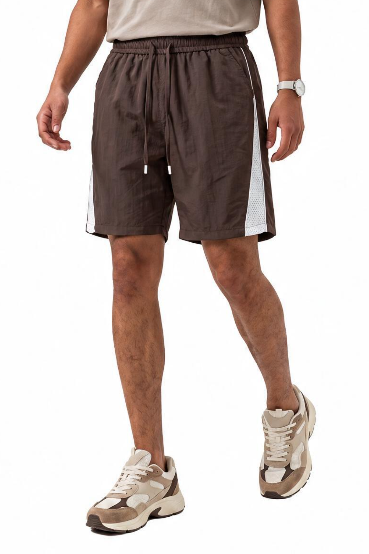 Brown Drawstring Regular Shorts