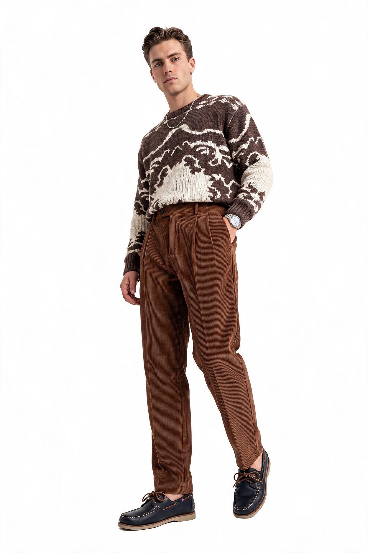 Taupe Flat Front Formal Trousers