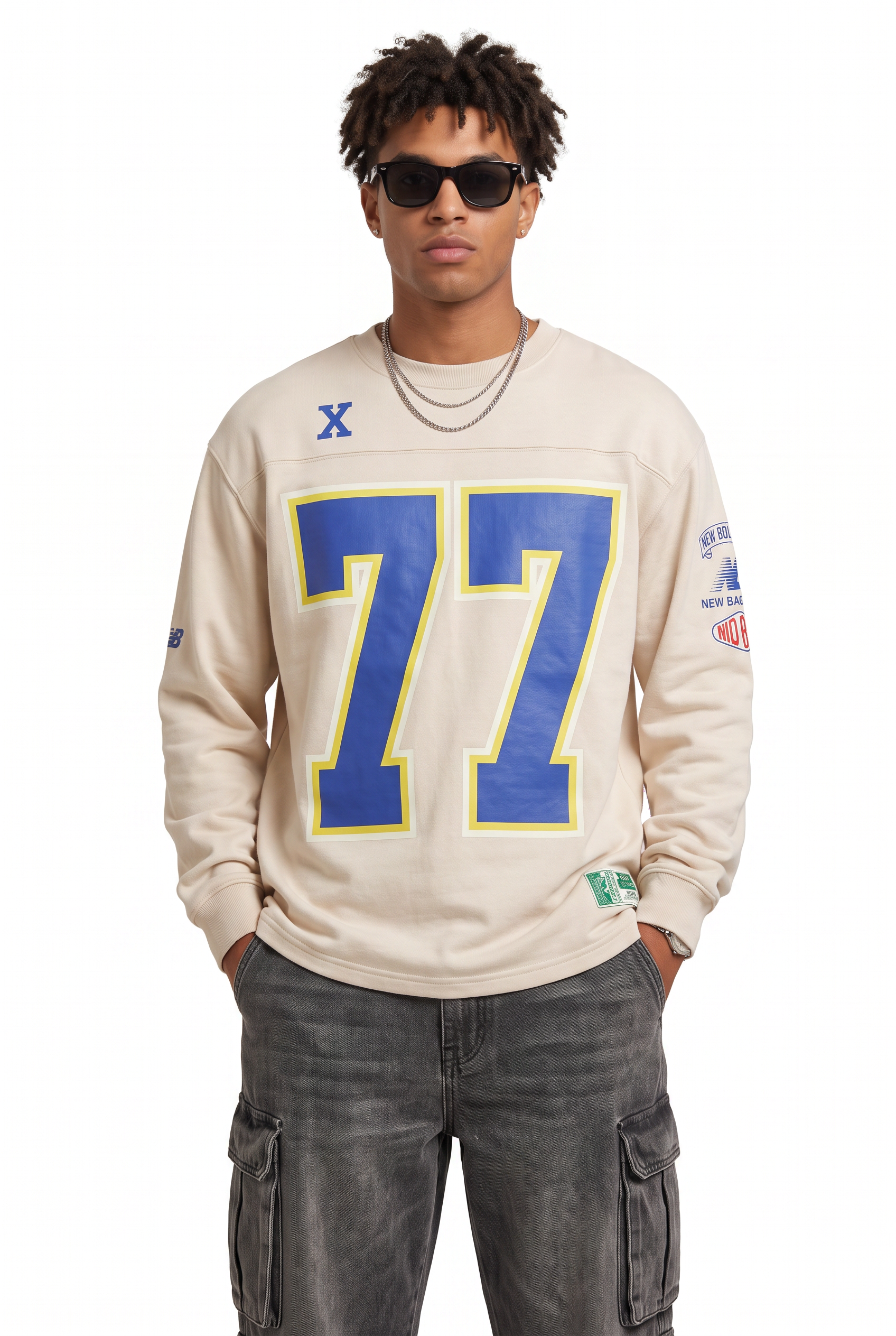 Beige Ribbed Oversized Sweatshirt