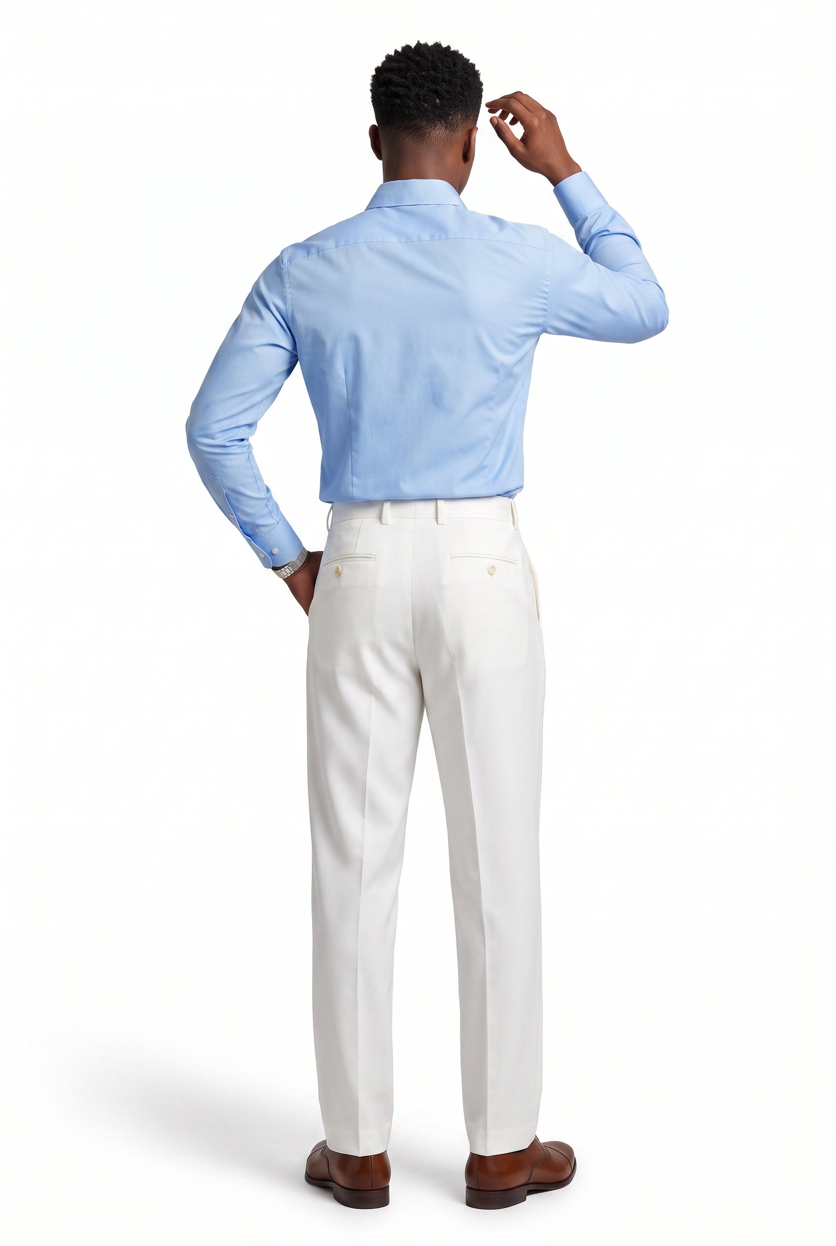 White Slim Flat Front Formal Trousers