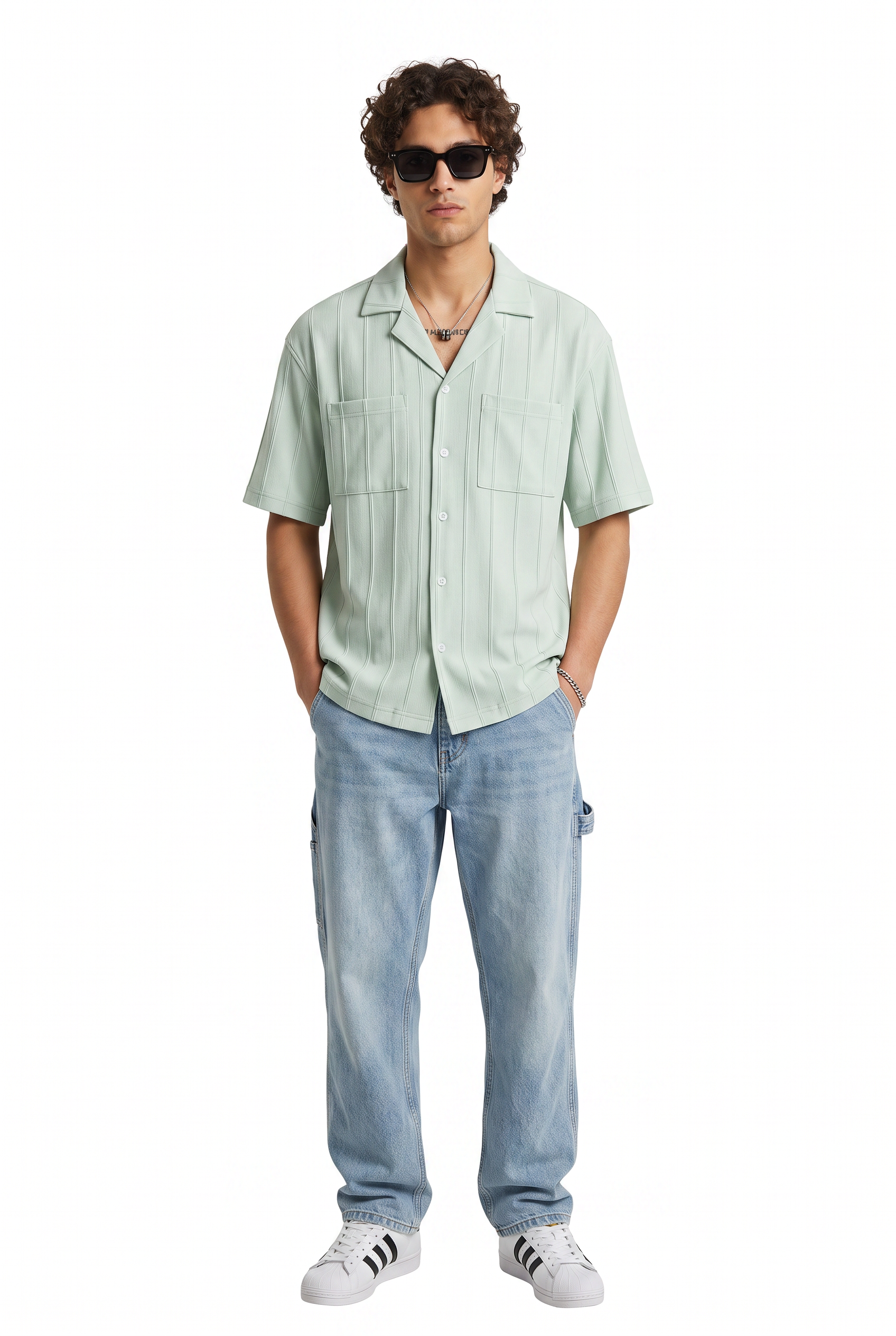 Olive Chest Pocket Casual Shirt