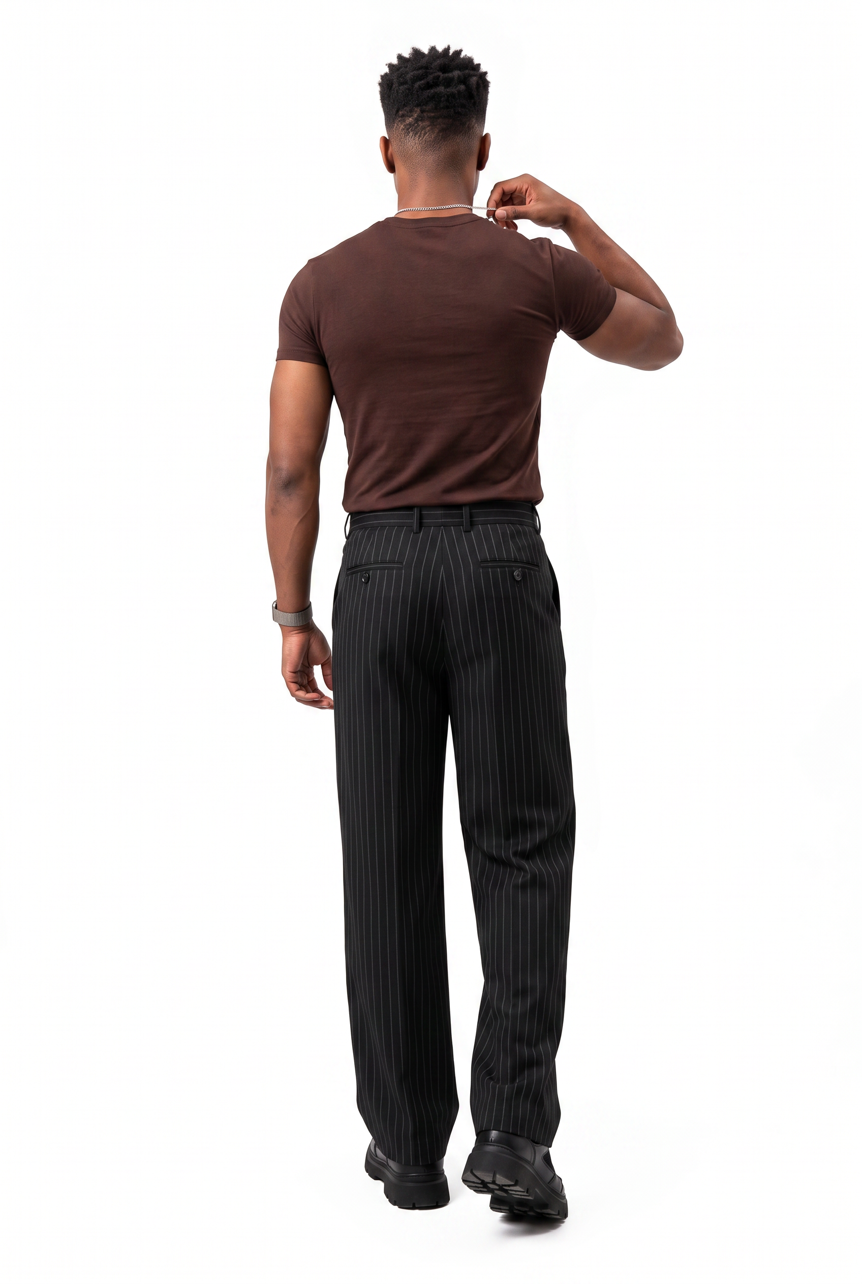 Black Drawstring Straight Casual Trousers
