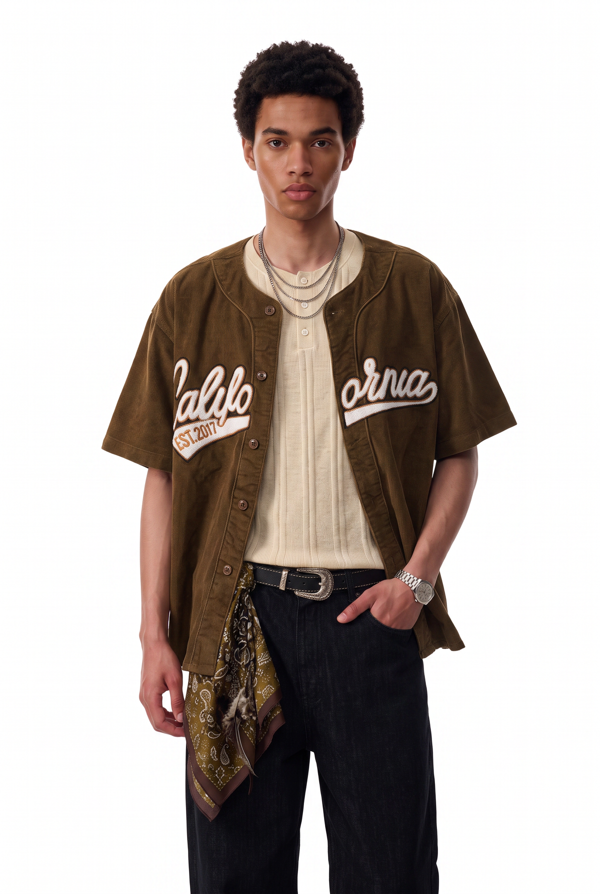 Corduroy Brown Baseball Shirt