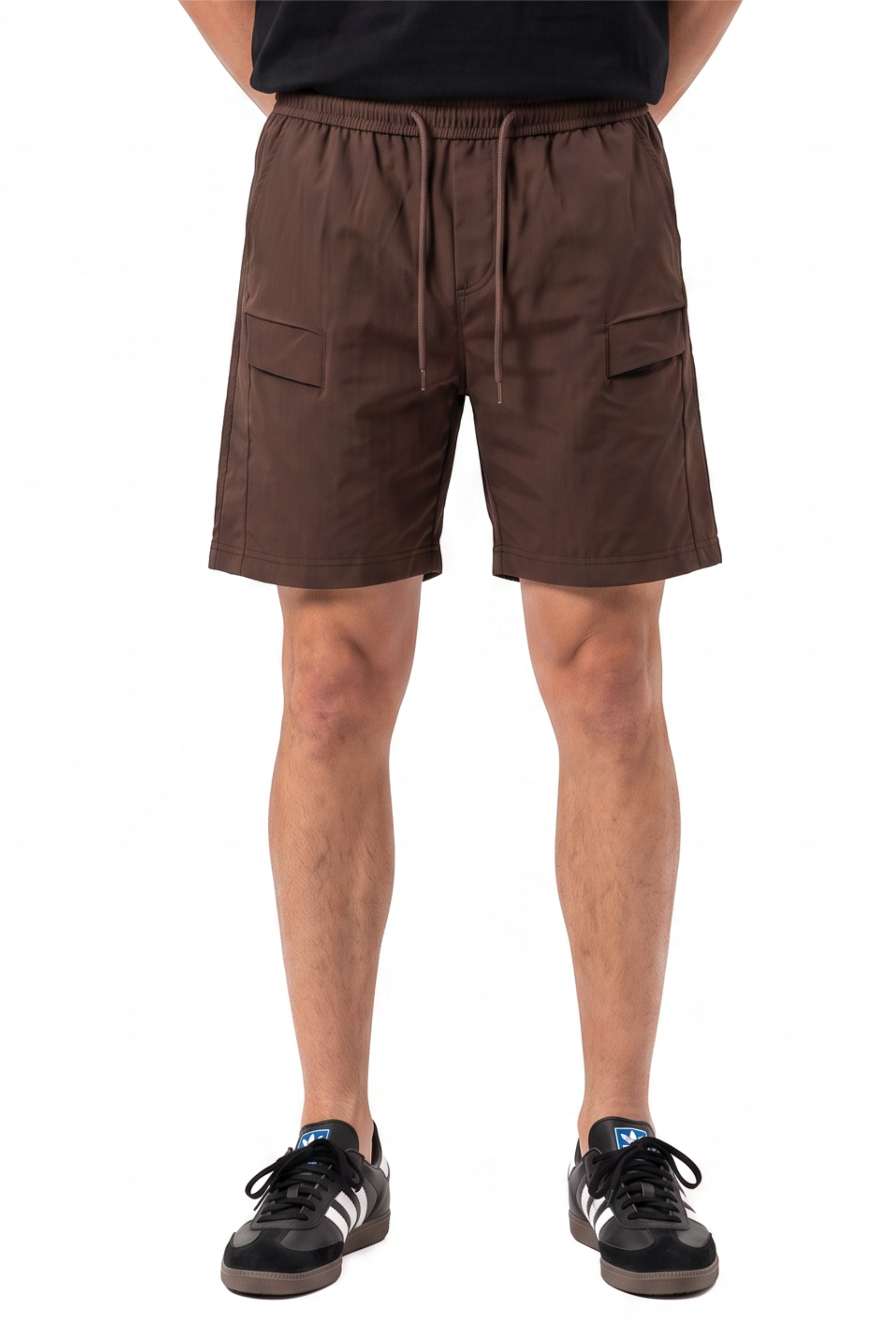 Brown Drawstring Chino Shorts