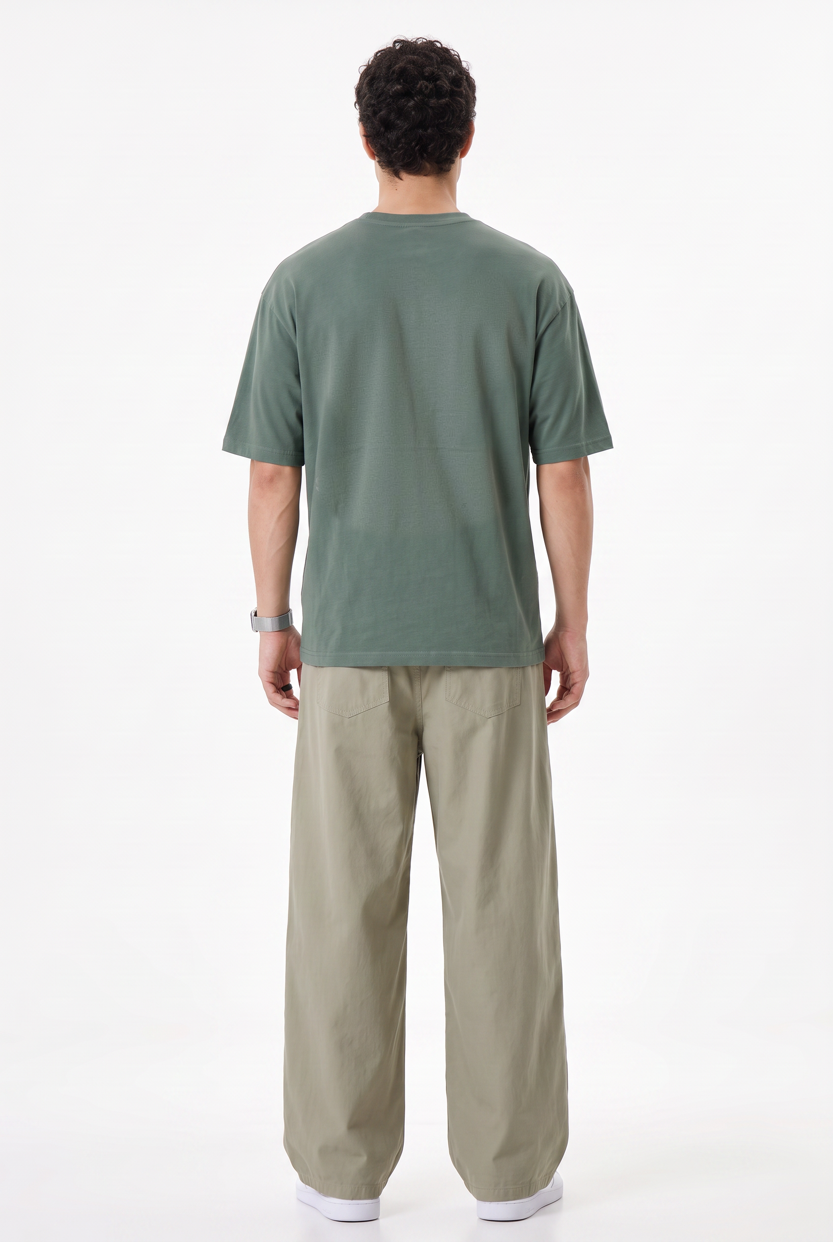 Beige Drawstring Straight Casual Trouser
