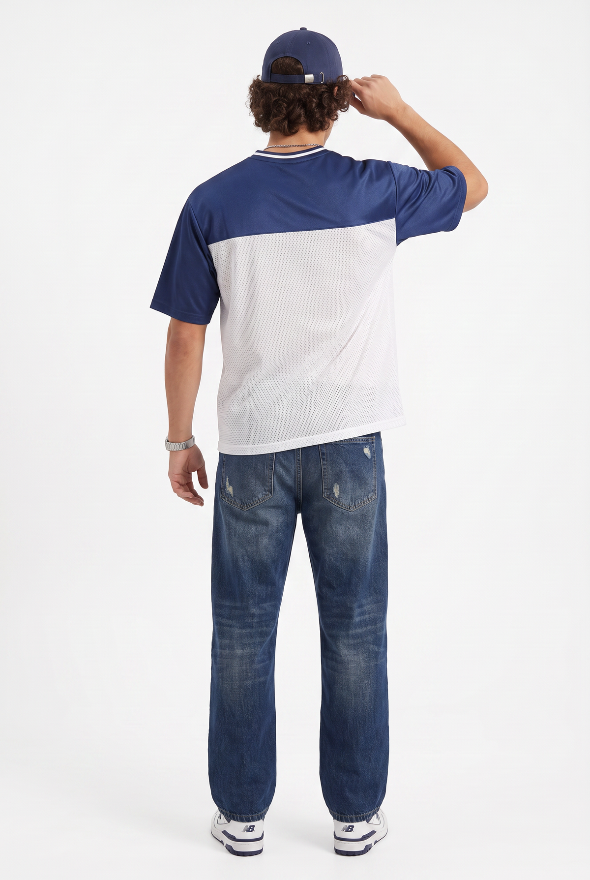 Navy Oversized Camo Jersey Shirt