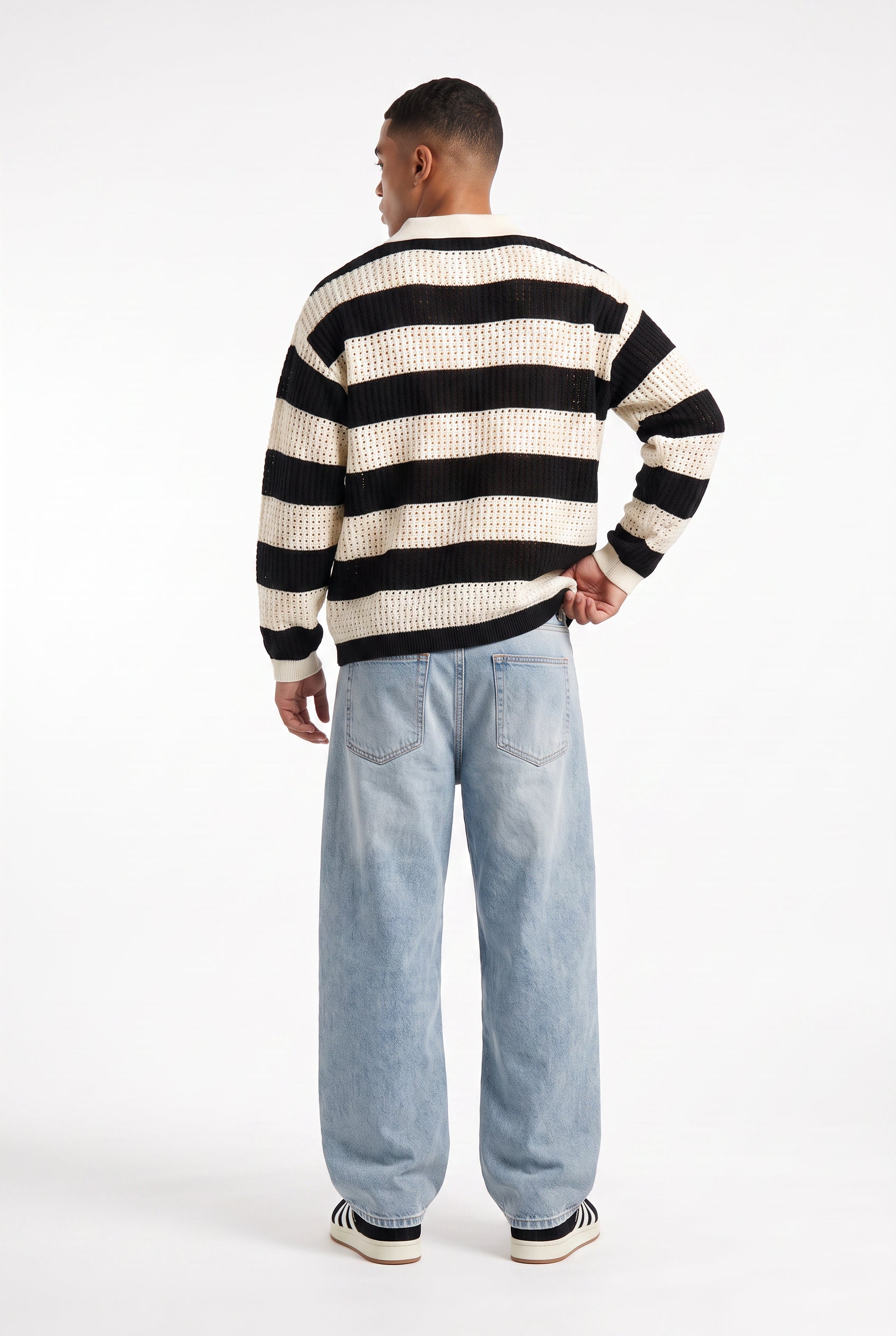 Black Ribbed Crew Neck Sweater