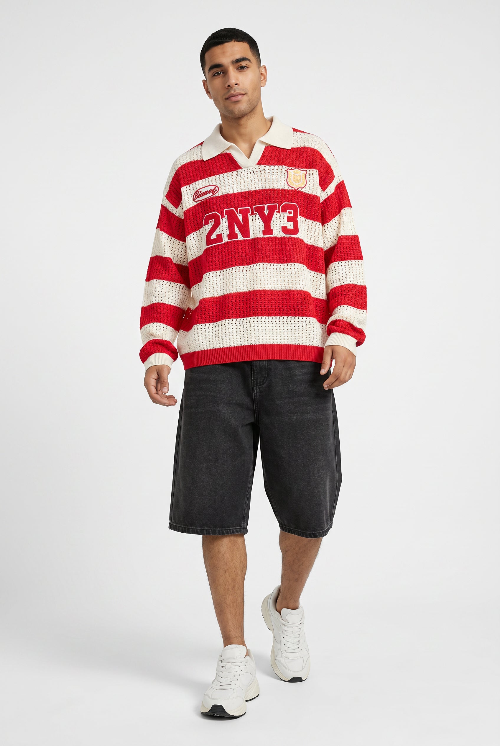 Red Ribbed Crew Neck Sweater