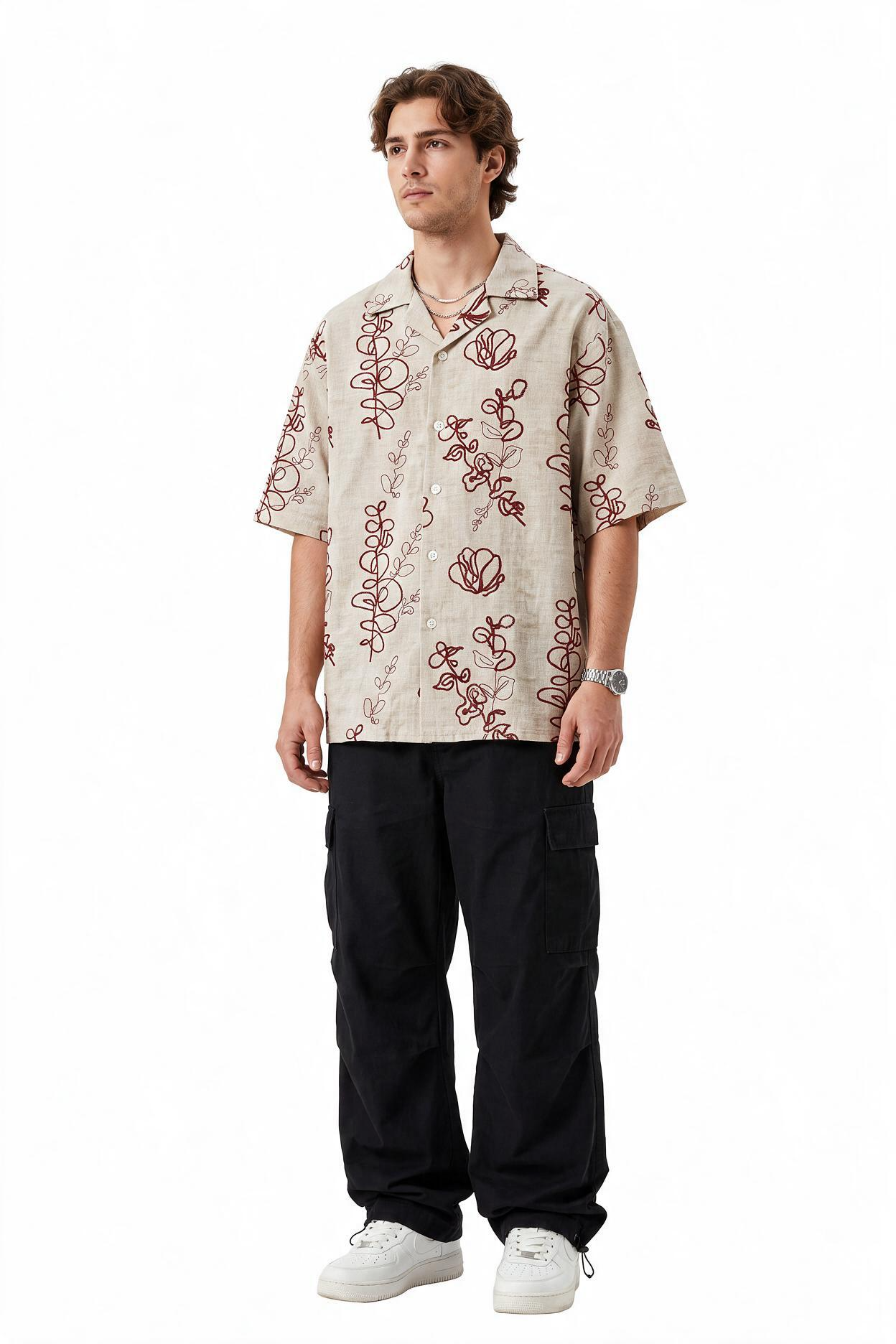 Cream Chest Pocket Casual Shirt