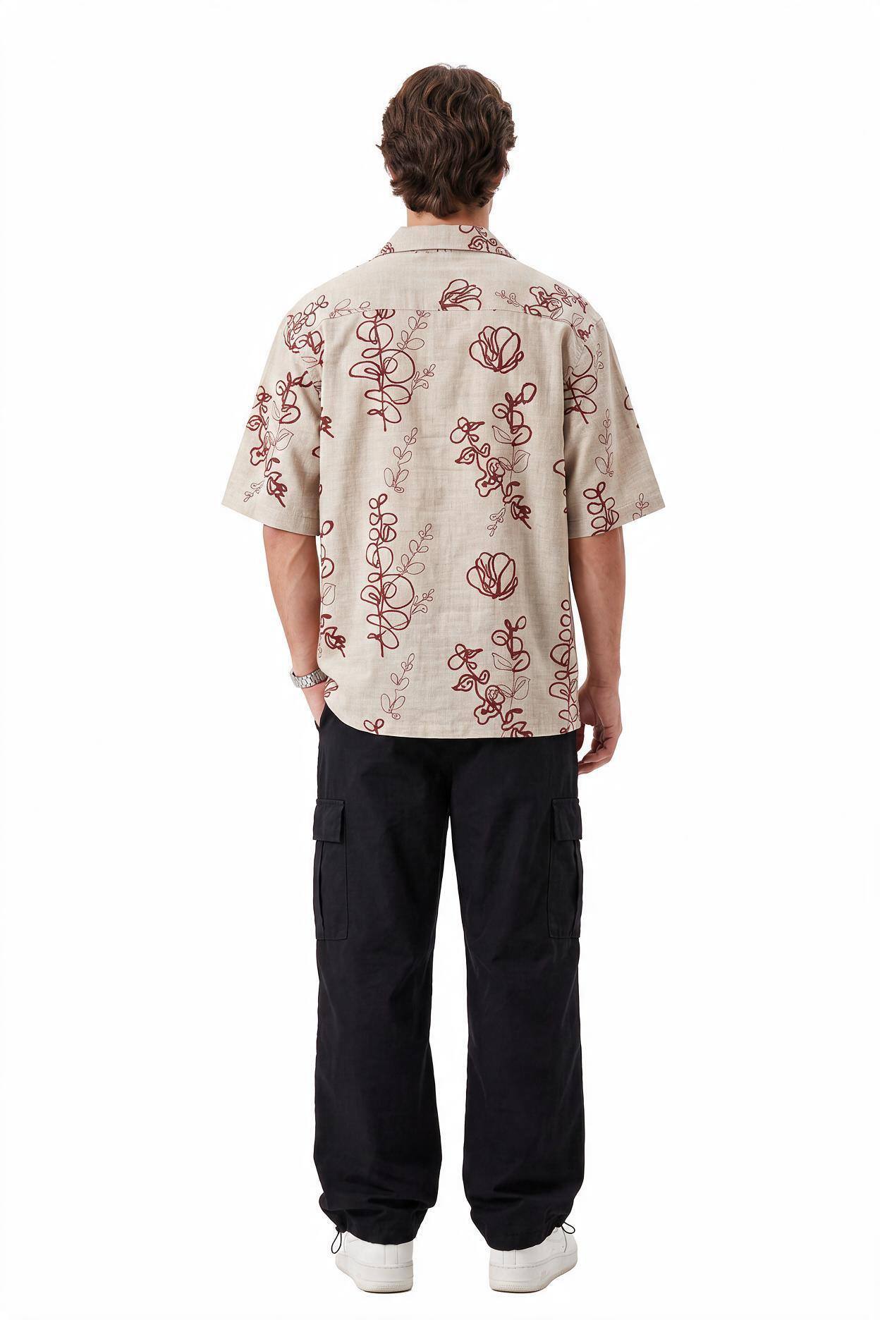 Cream Chest Pocket Casual Shirt