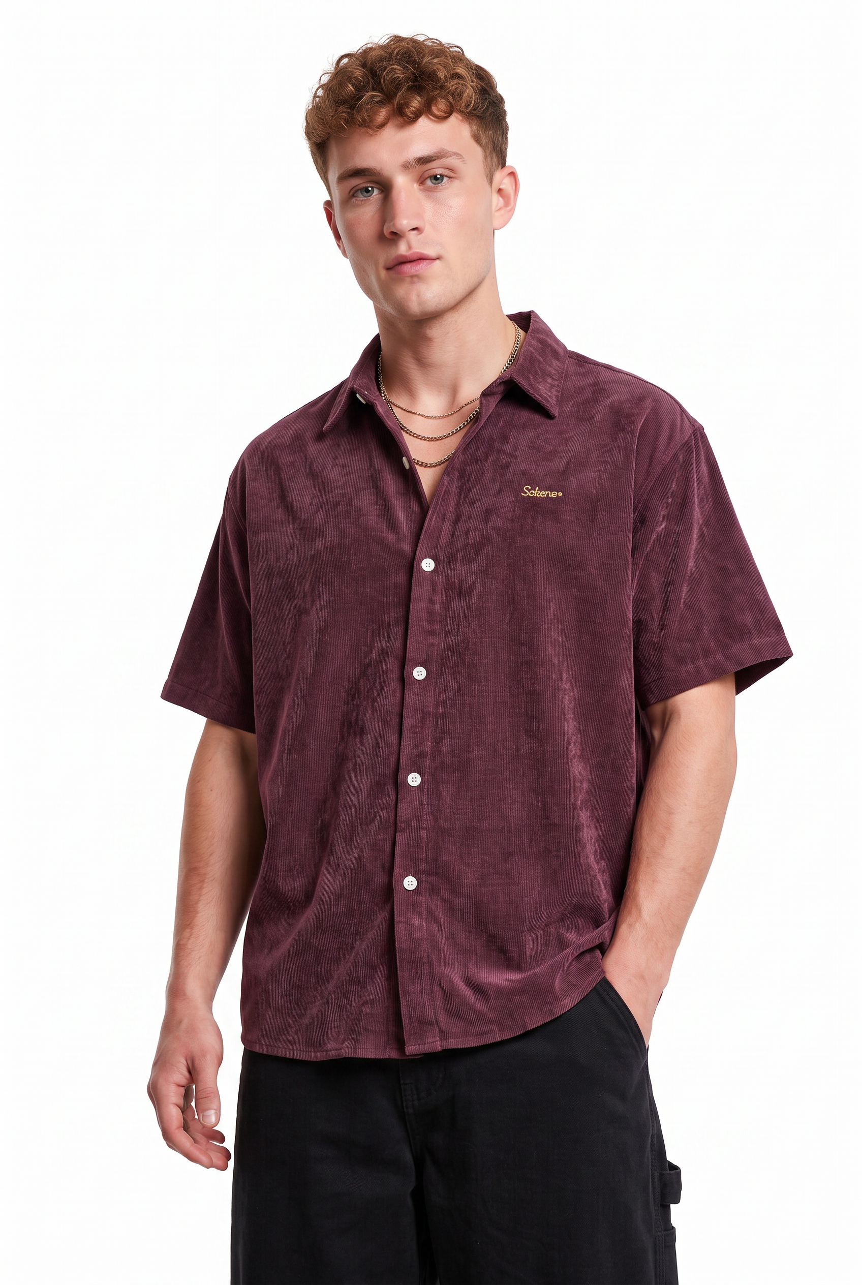 Wine Chest Pocket Casual Shirt