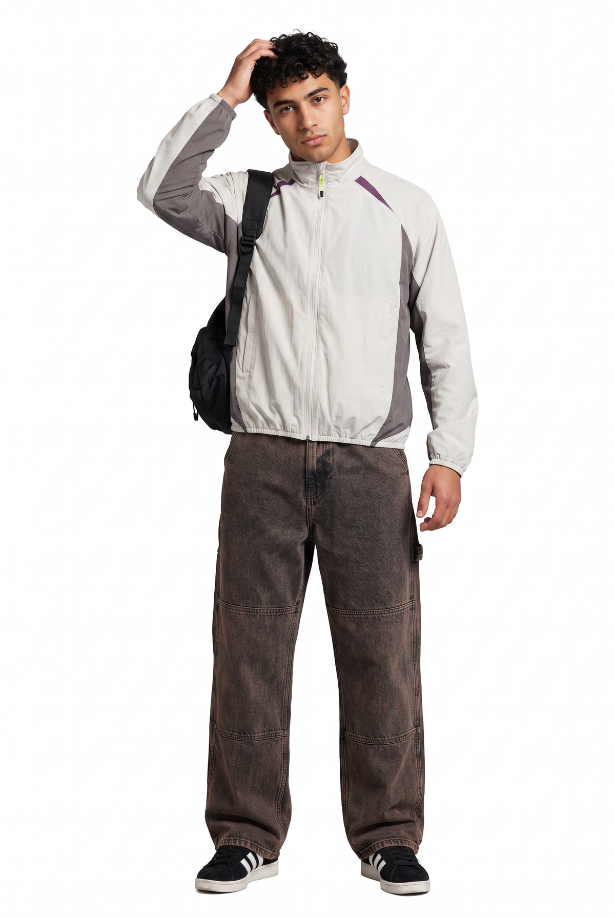 Colorblock Grey Windbreaker Jacket