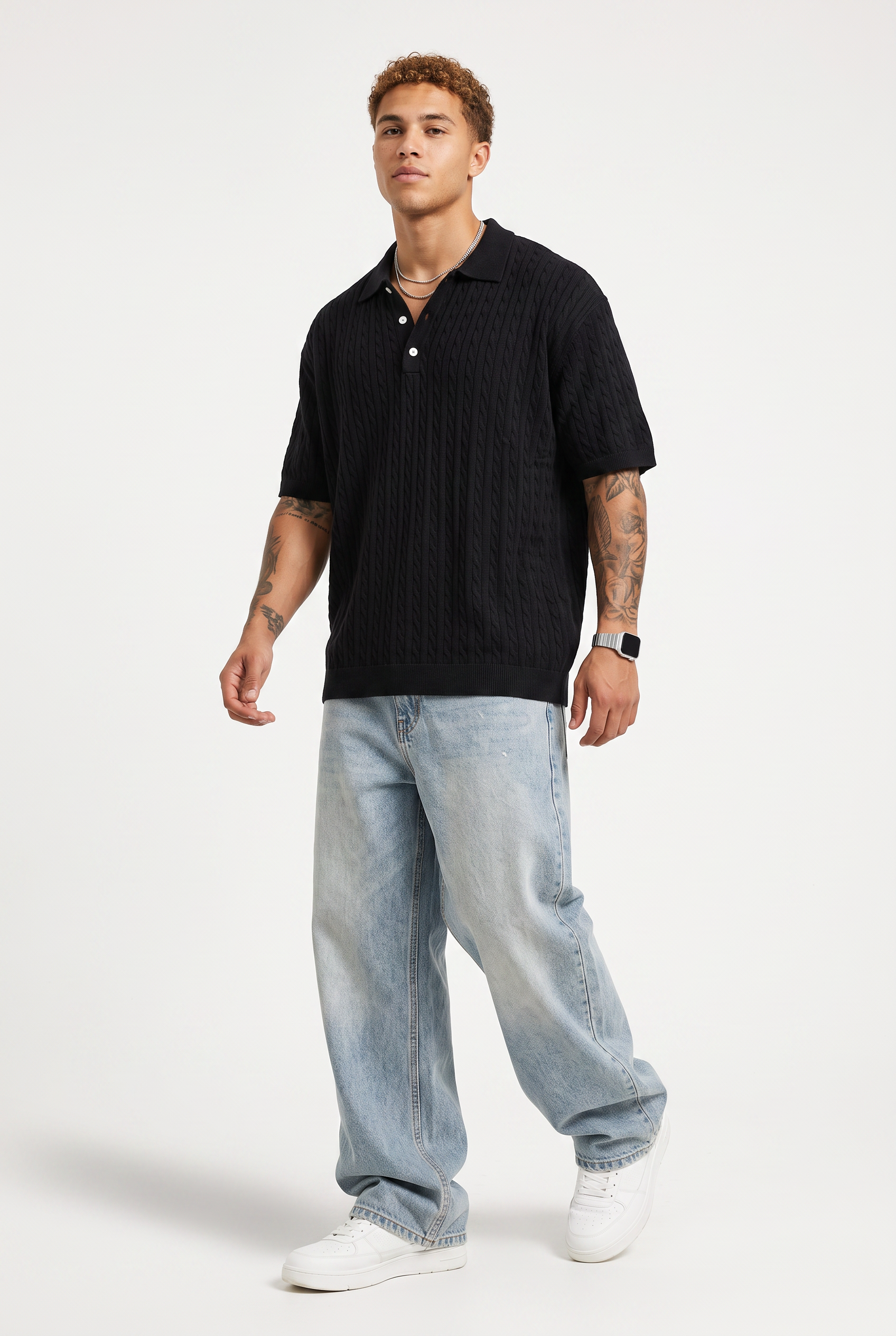 Black Oversized Crew Neck Tee