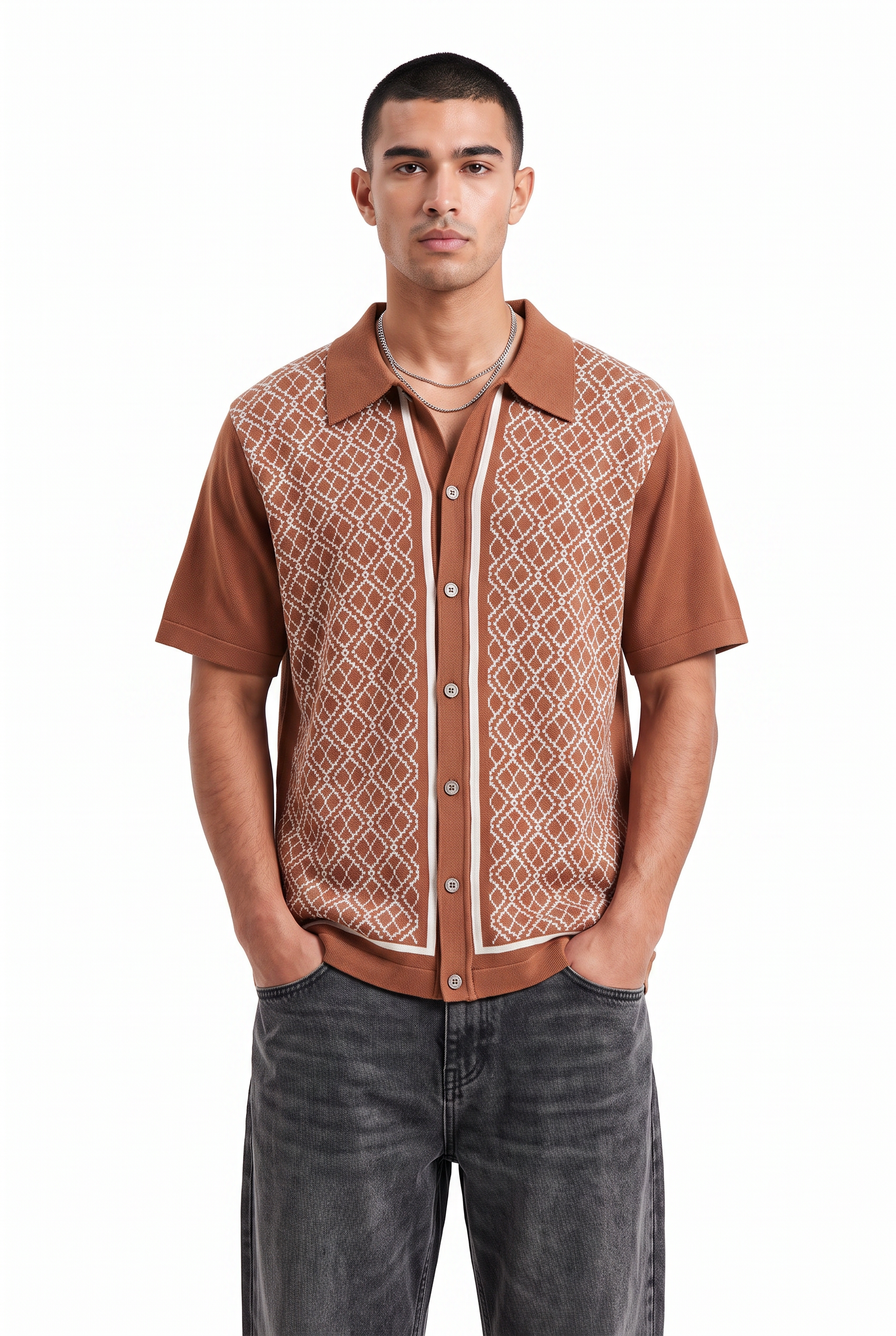 Brown Chest Pocket Casual Shirt