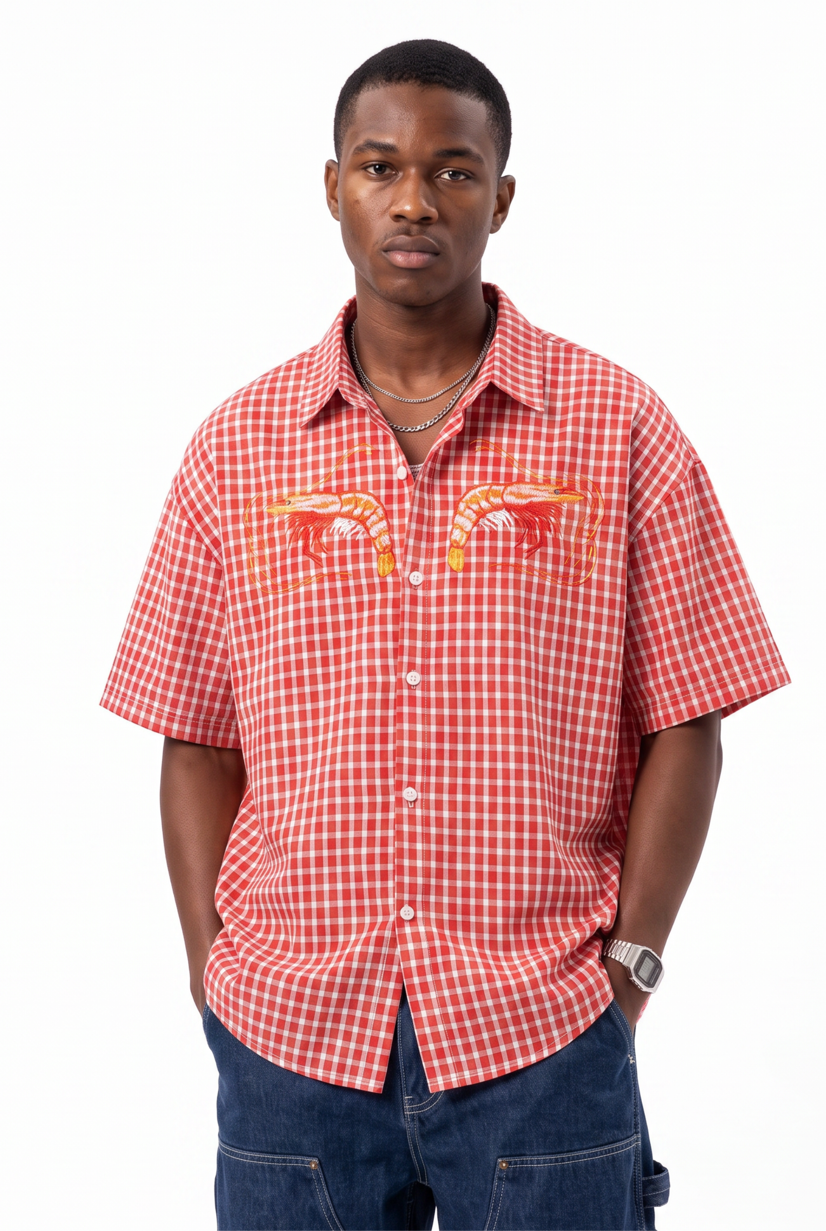 Red Chest Pocket Casual Shirt