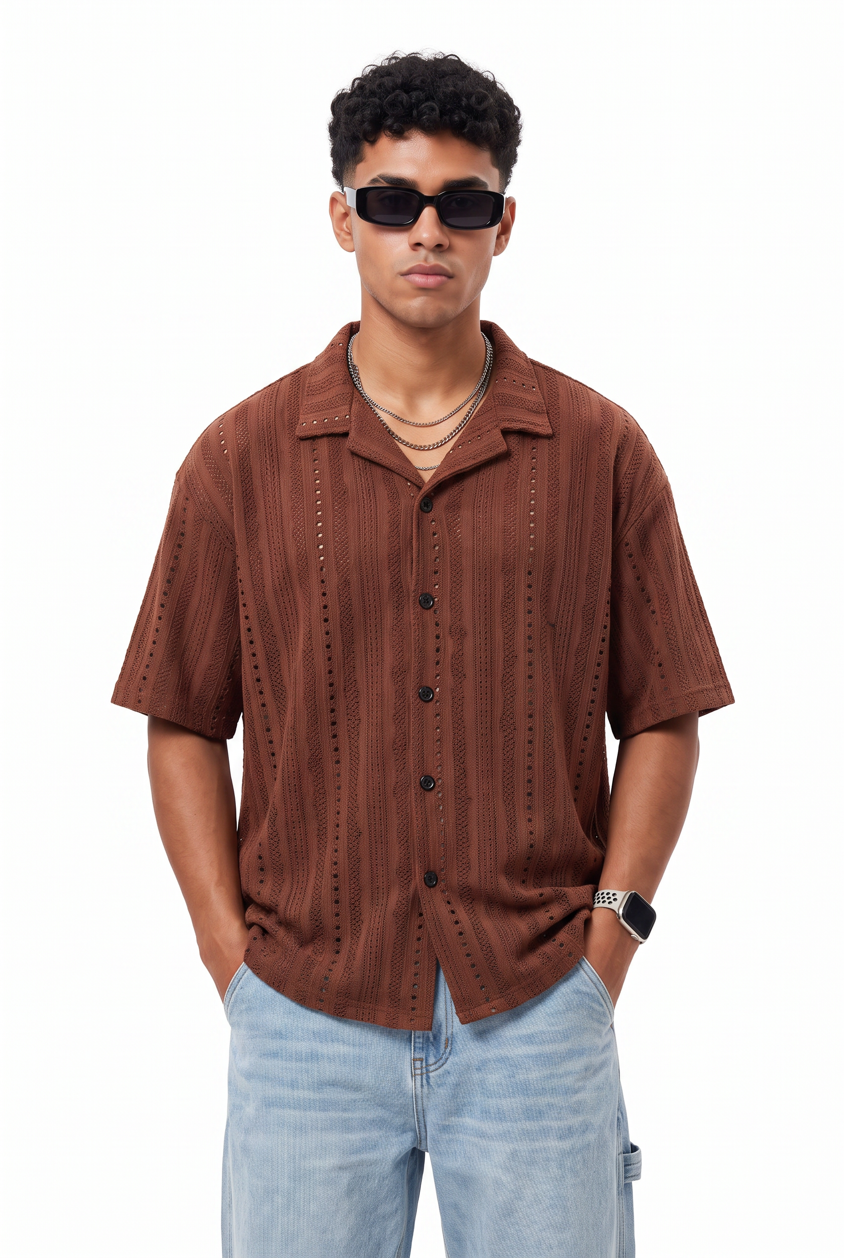 Brown Chest Pocket Casual Shirt