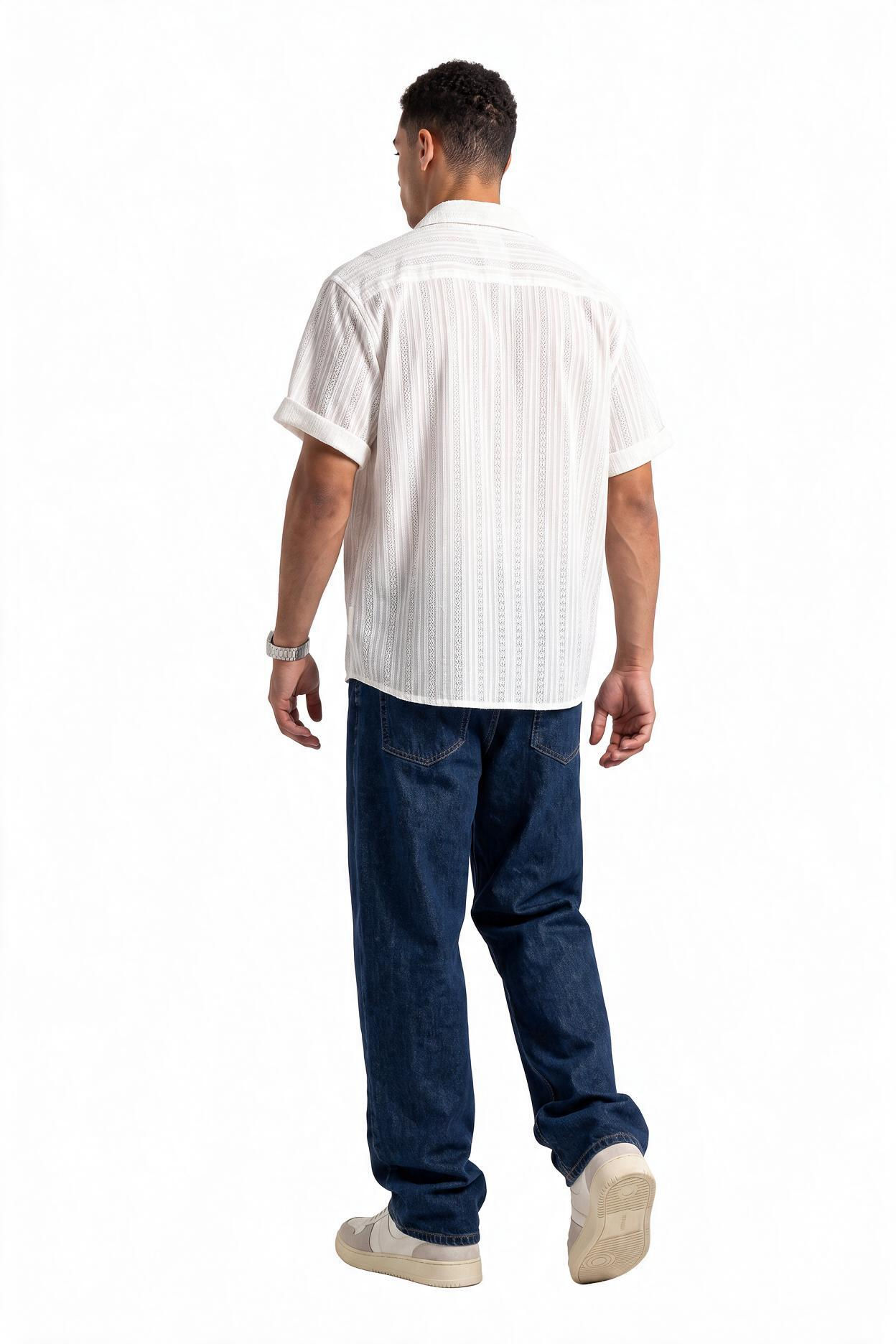 White Chest Pocket Casual Shirt