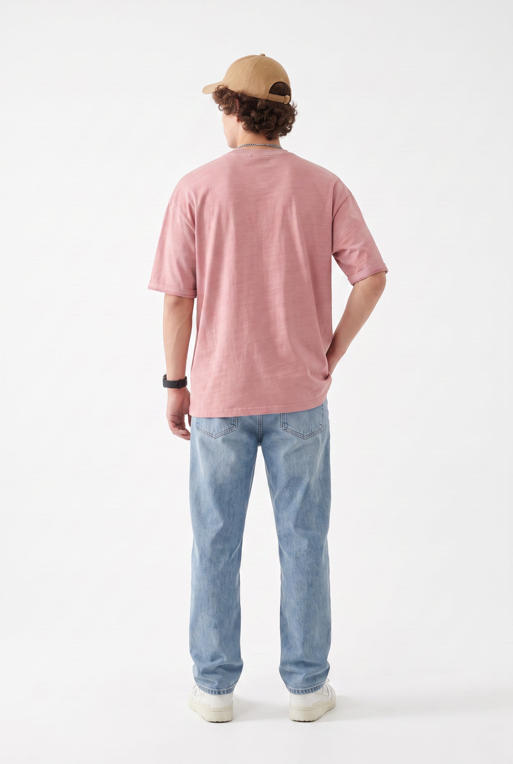 Pink Dropped Shoulder Oversized Tee