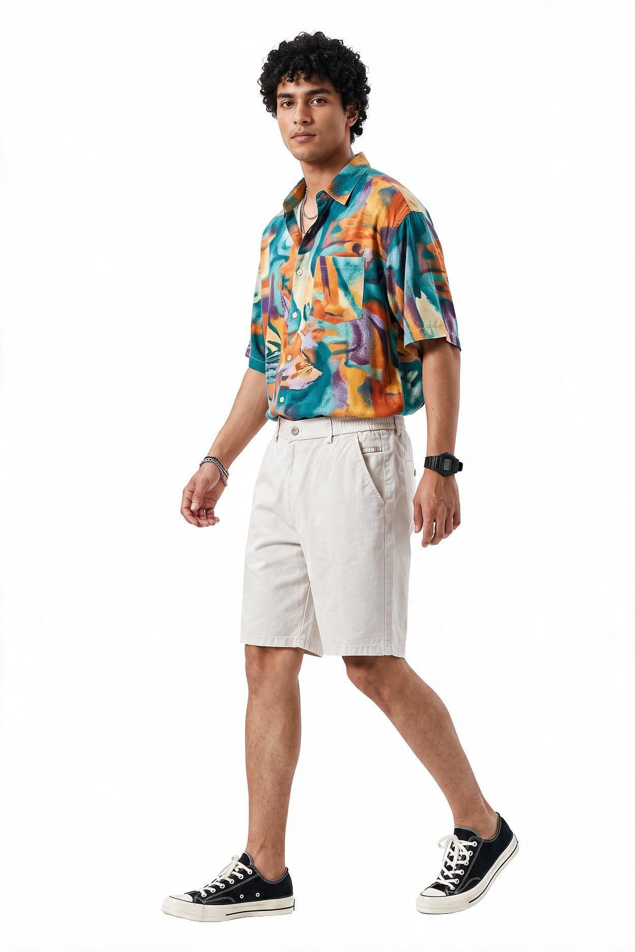 White Drawstring Regular Shorts