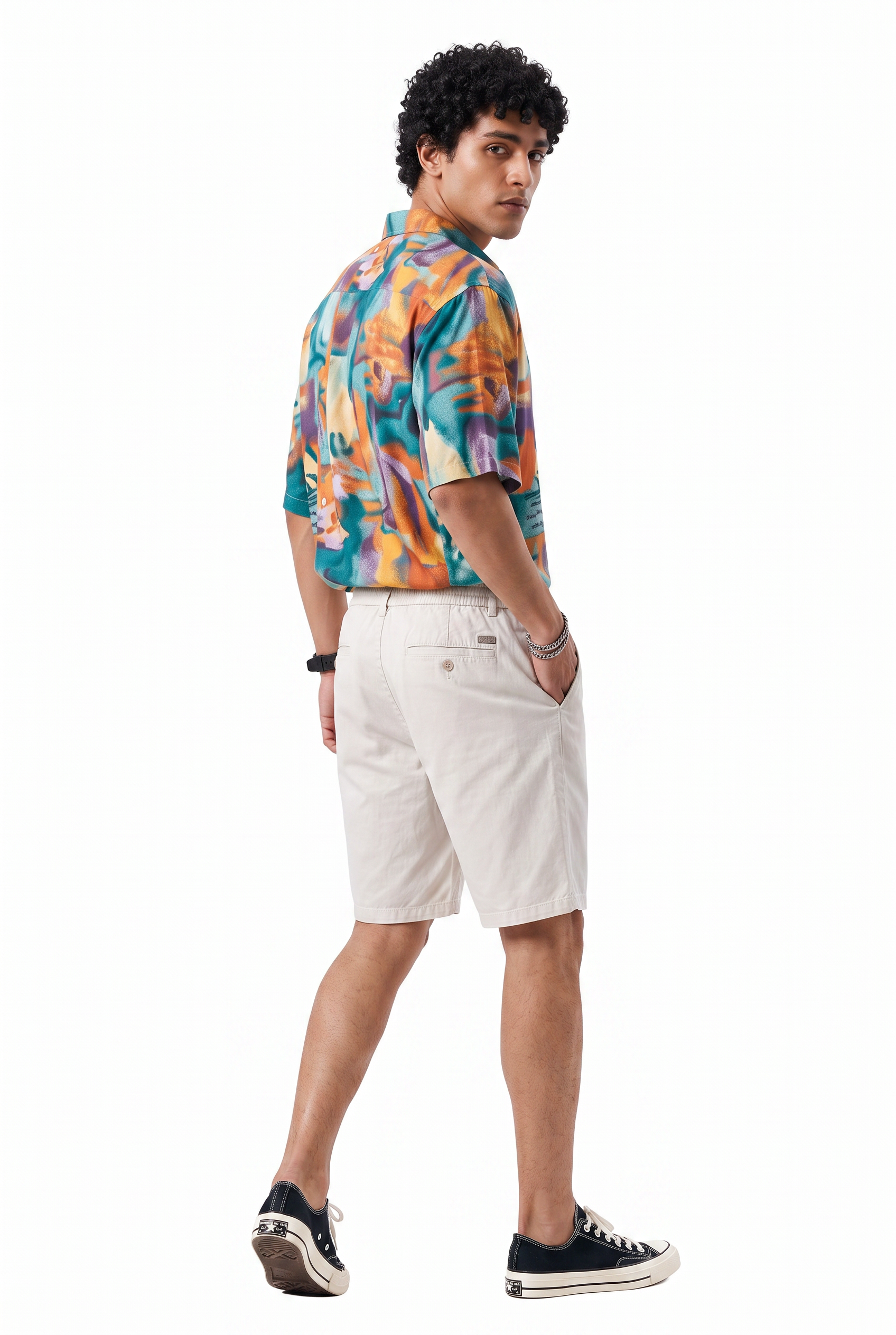 White Drawstring Regular Shorts
