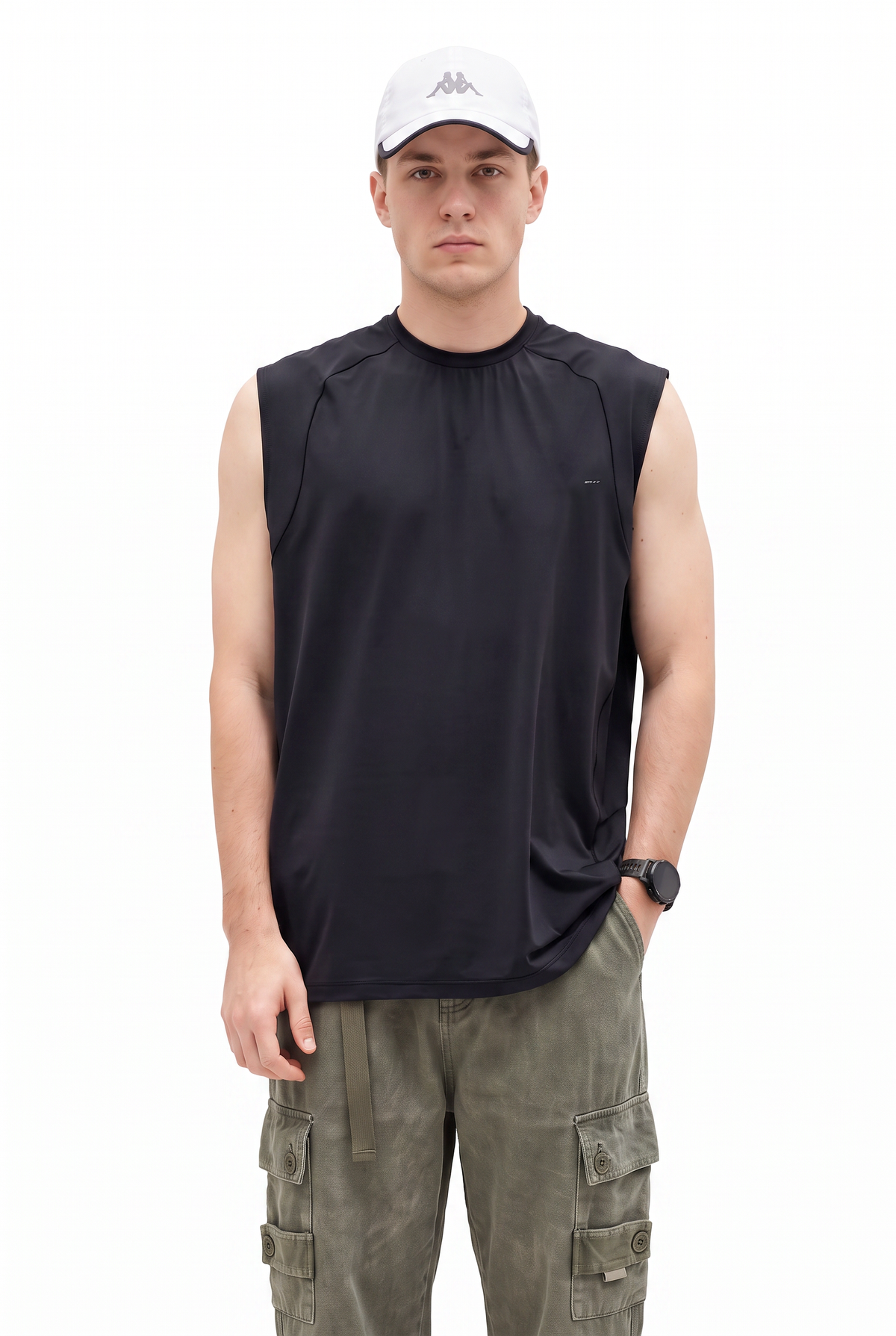 Black Oversized Sleeveless Sweatshirt