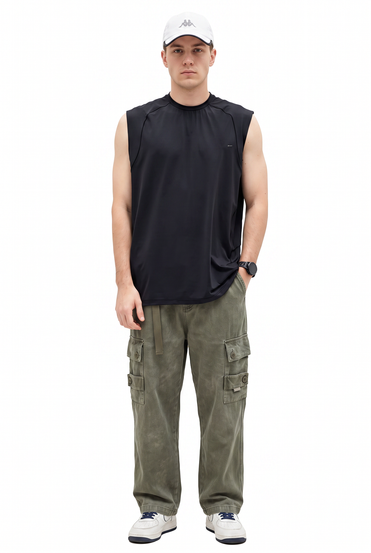 Black Oversized Sleeveless Sweatshirt